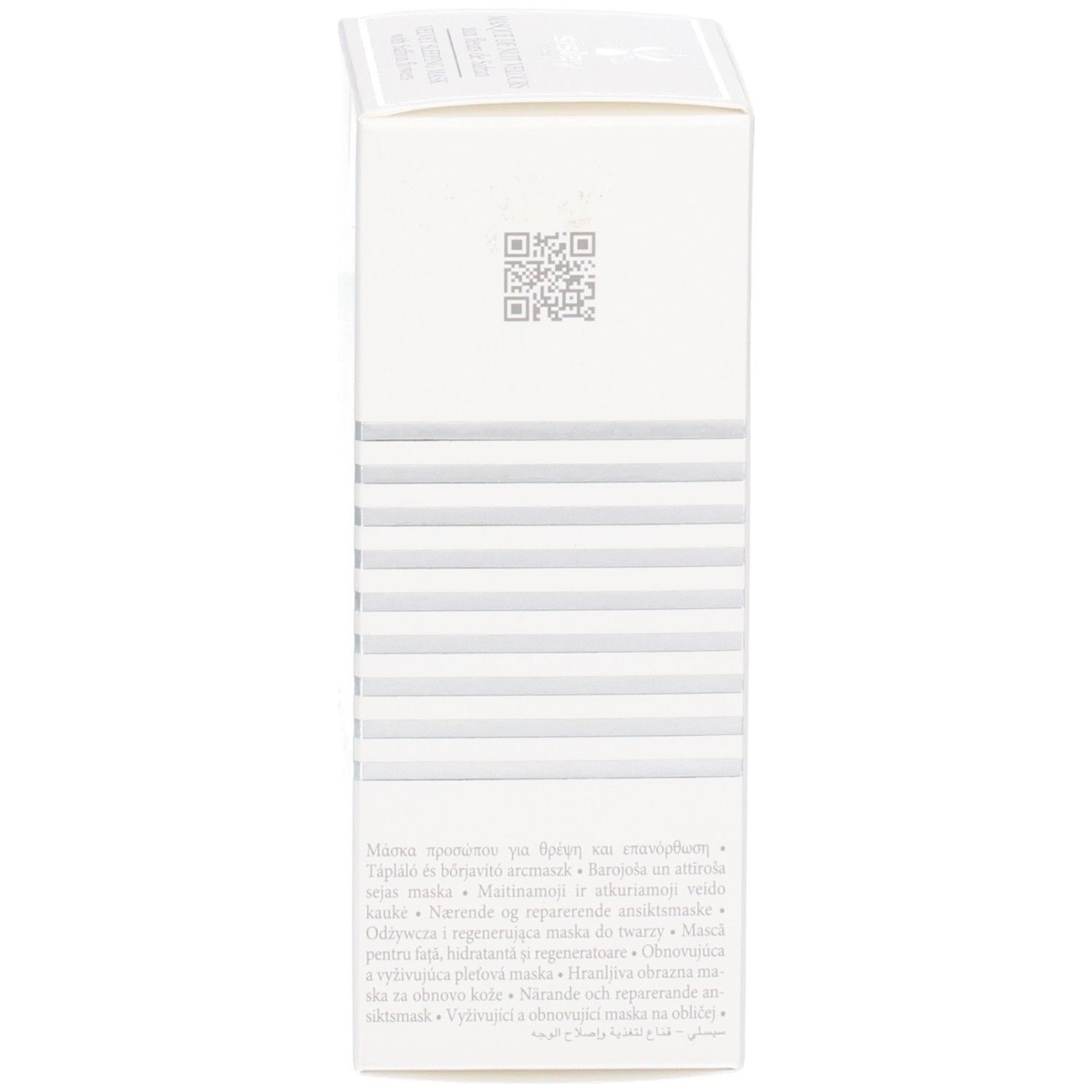 Côté de l'emballage Sisley Masque de Nuit Velours avec QR code et texte.