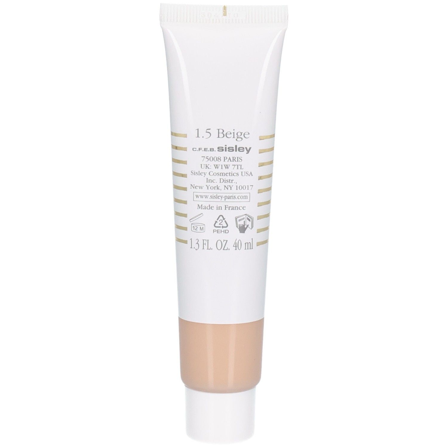 Sisley Phyto-Hydra Teint, dos du tube, teinte 1.5 Beige, 40 ml.