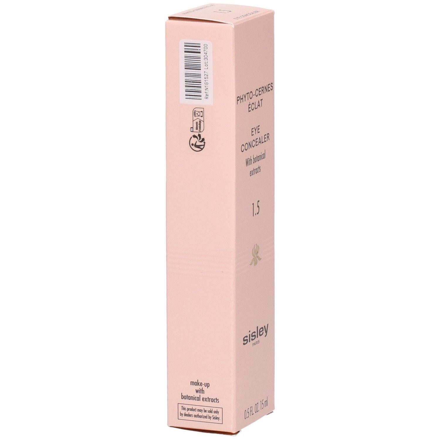 Sisley Phyto-Cernes Éclat, correcteur pour le regard, dos avec informations produit et code-barres.