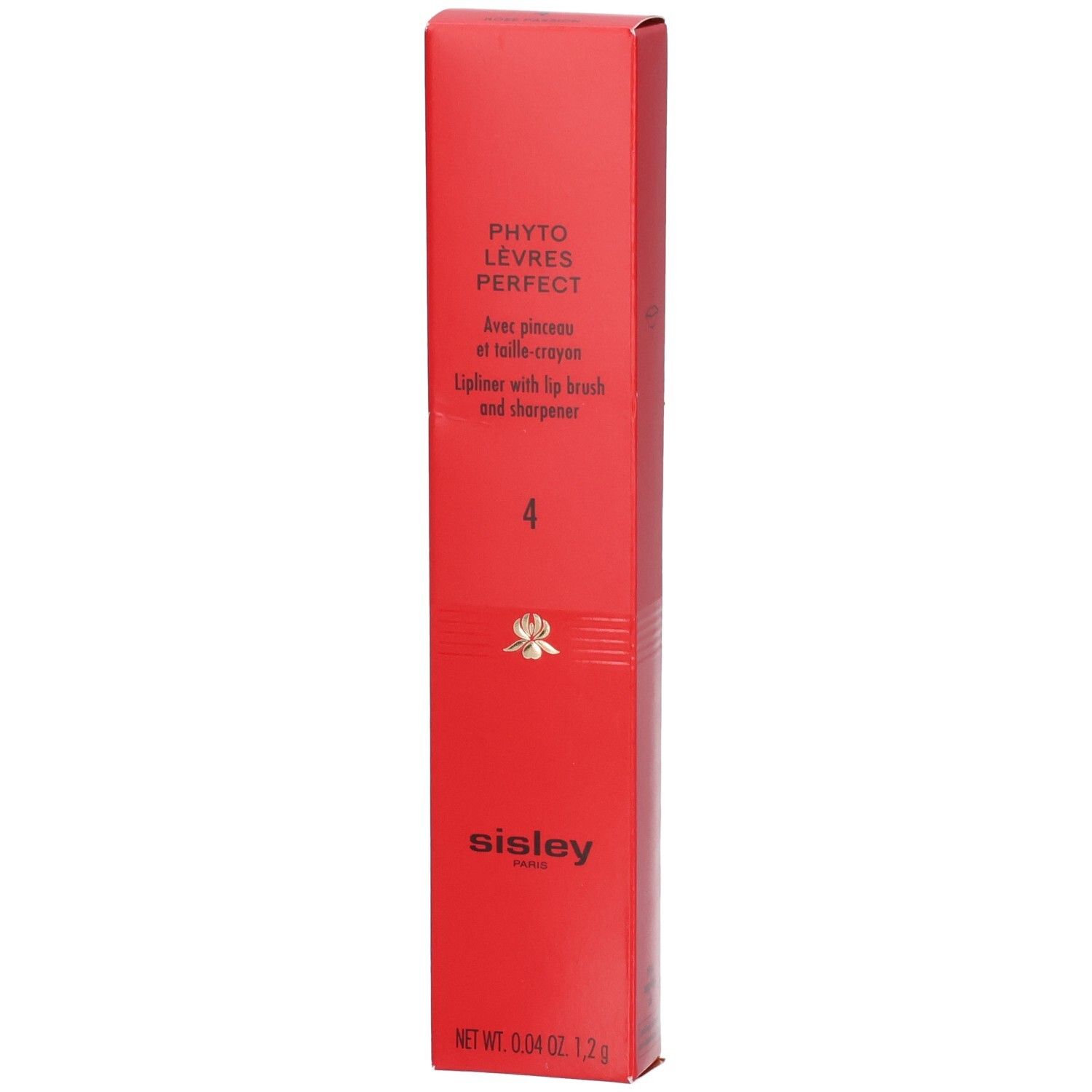 Sisley Phyto-Lèvres Perfect Lipliner dans son emballage rouge, face avant avec nom produit et numéro 4.