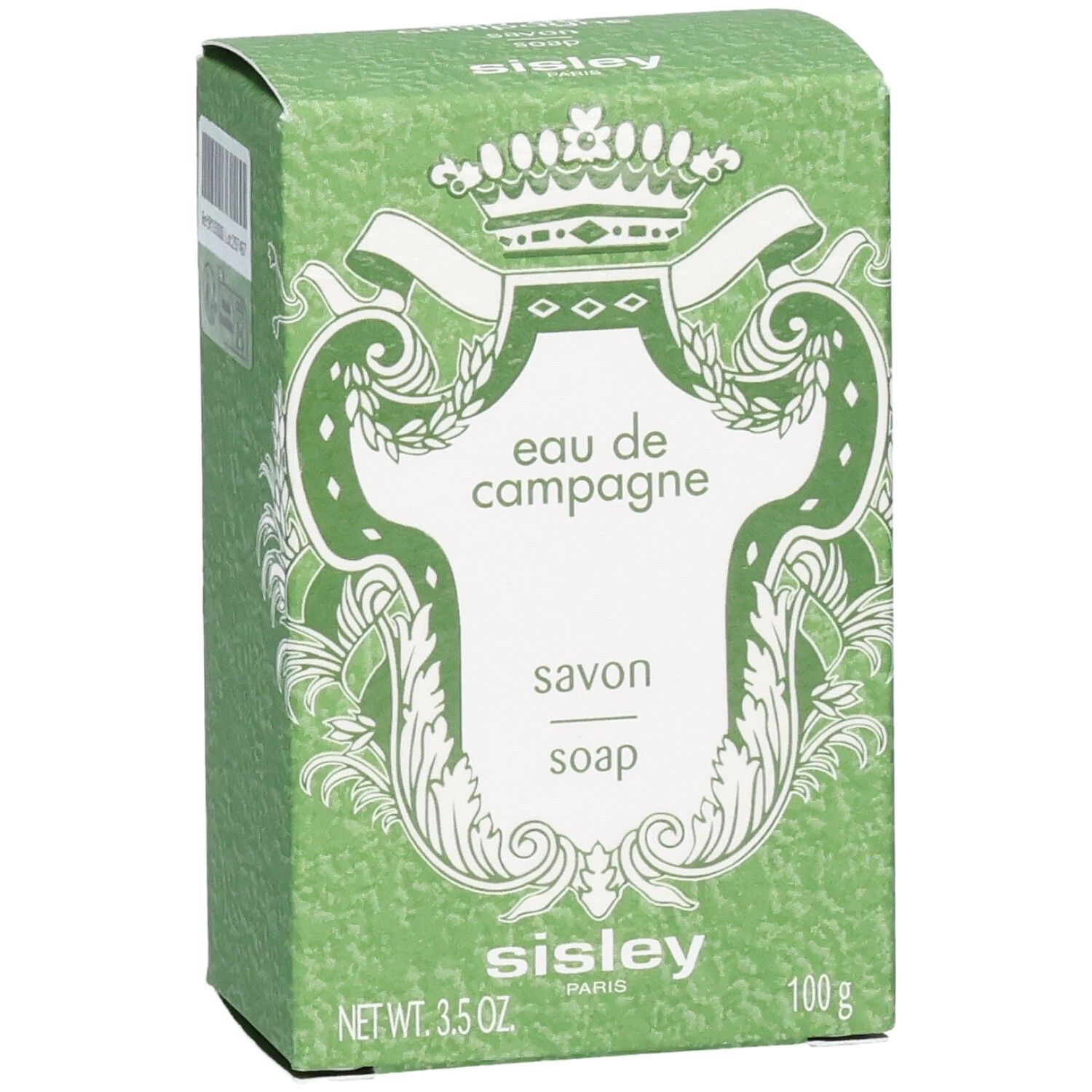 Boîte de Savon Parfumé Sisley Eau de Campagne, face avant avec logo et nom du produit.