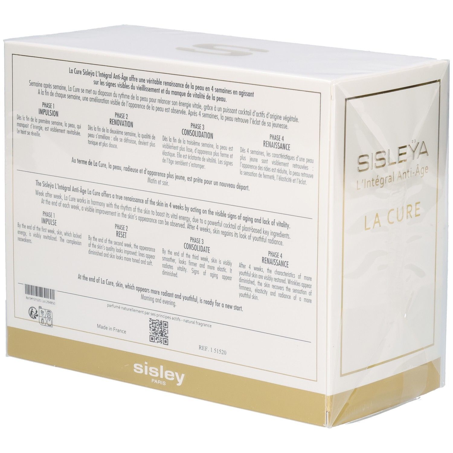 Boîte Sisley La Cure Anti-Âge, verso avec informations d'utilisation.