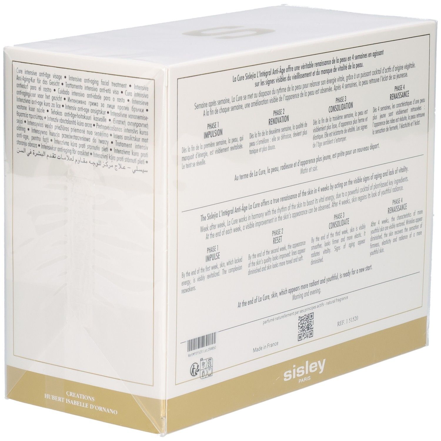 Boîte Sisley La Cure Anti-Âge, vue latérale avec informations produit.