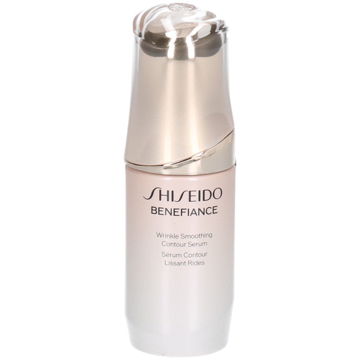 Sérum contour lissant rides Shiseido Benefiance dans un flacon élégant avec pompe.
