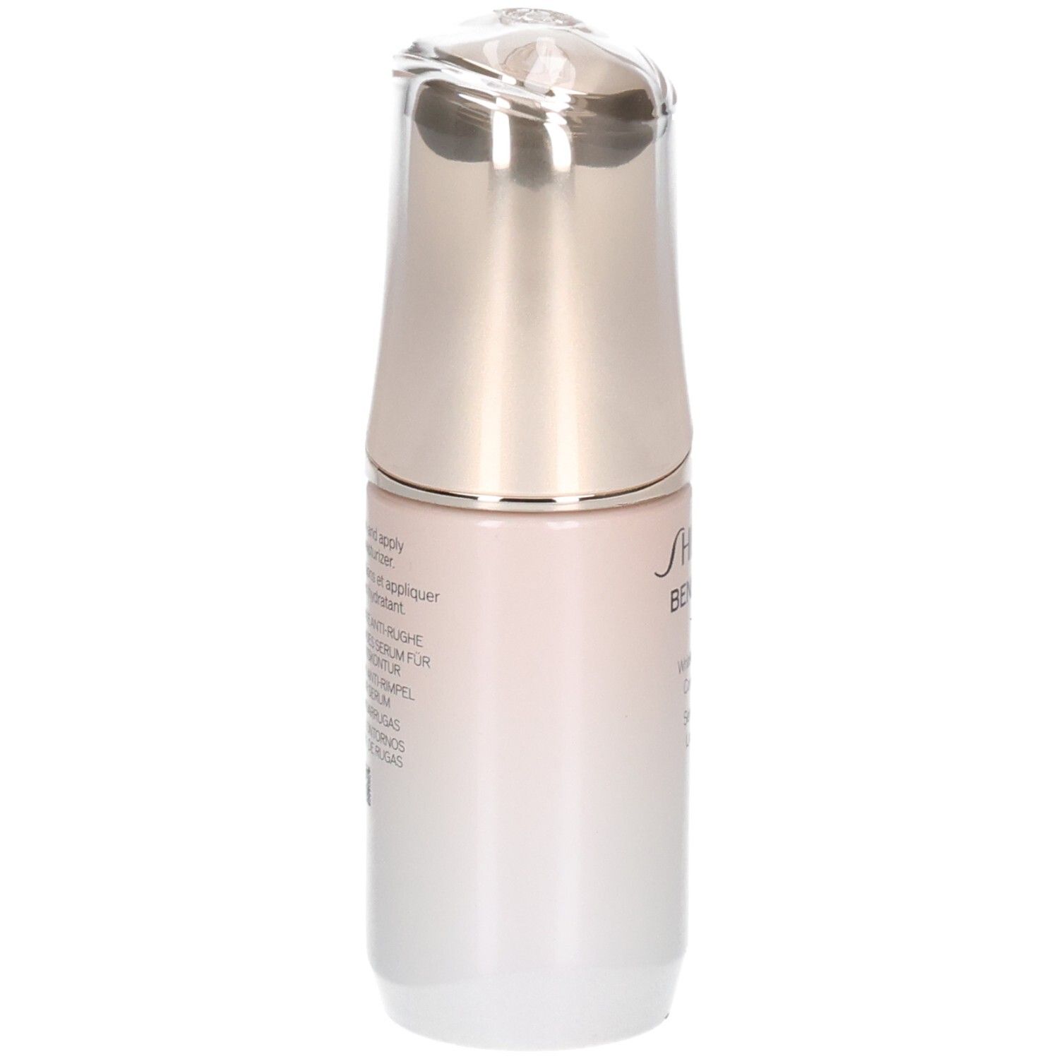 Arrière du sérum contour lissant rides Shiseido Benefiance avec instructions d'application.