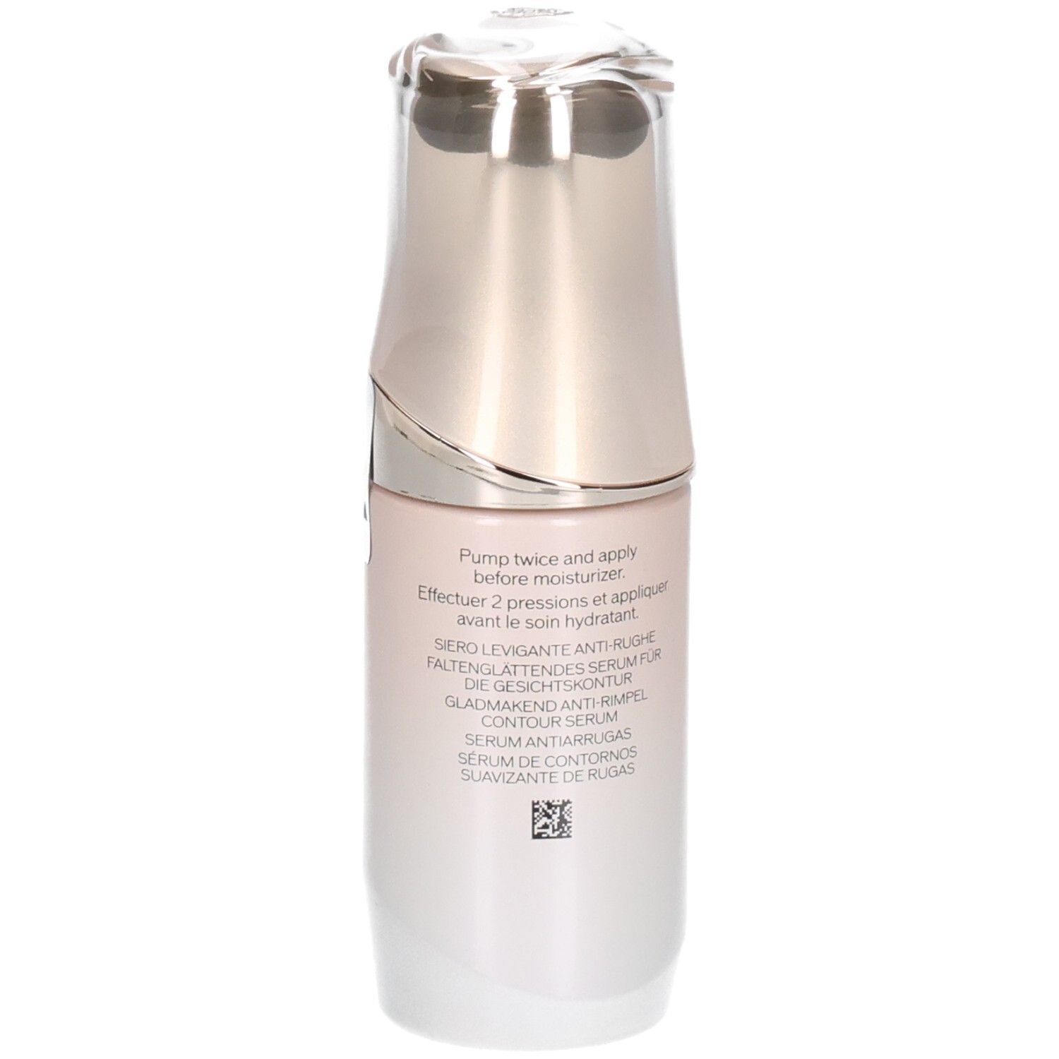 Vue latérale du sérum contour lissant rides Shiseido Benefiance avec instructions d'application.