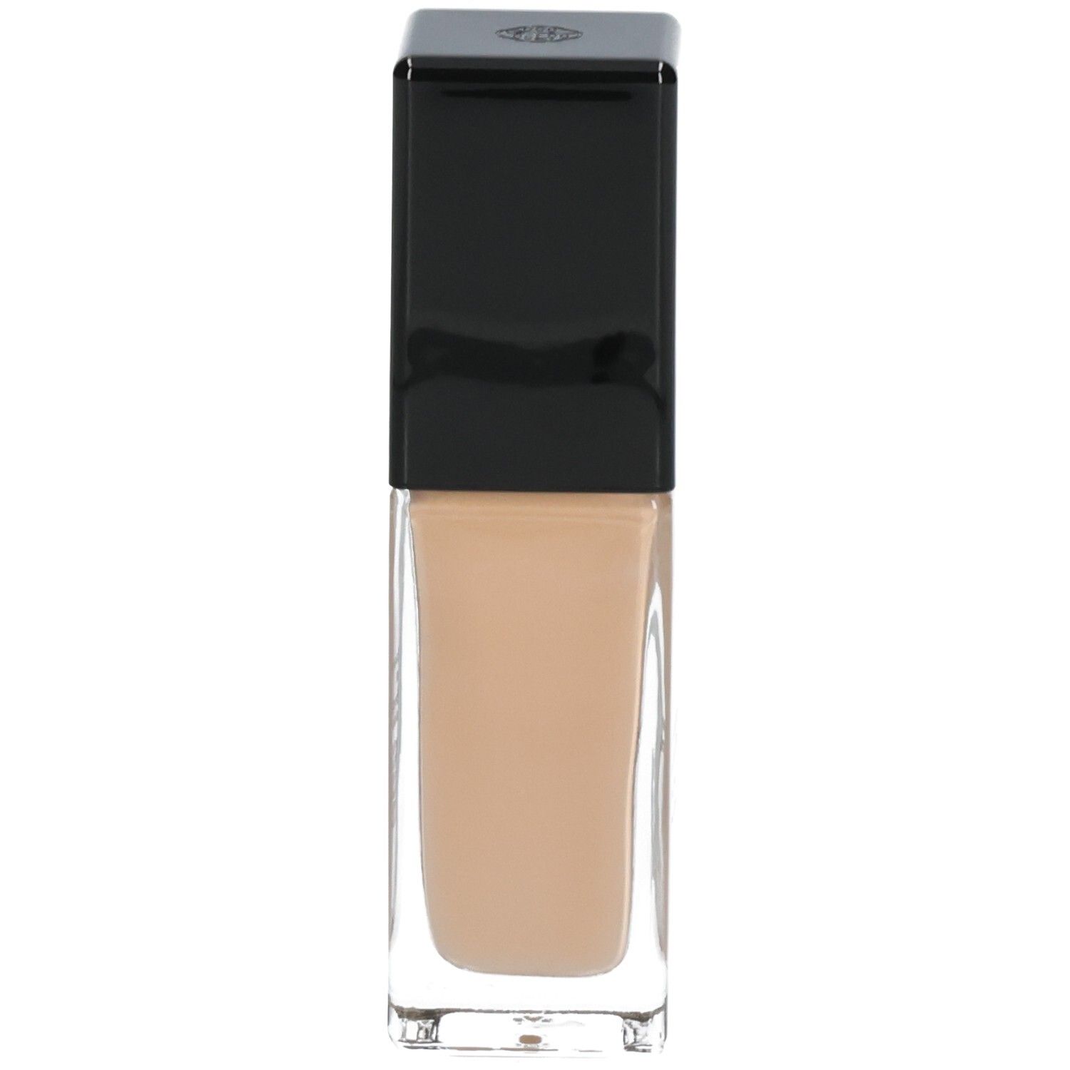 Shiseido Synchro Skin Radiant Lifting Fond de Teint, teinte 330. Flacon en verre avec bouchon noir, vue de face.
