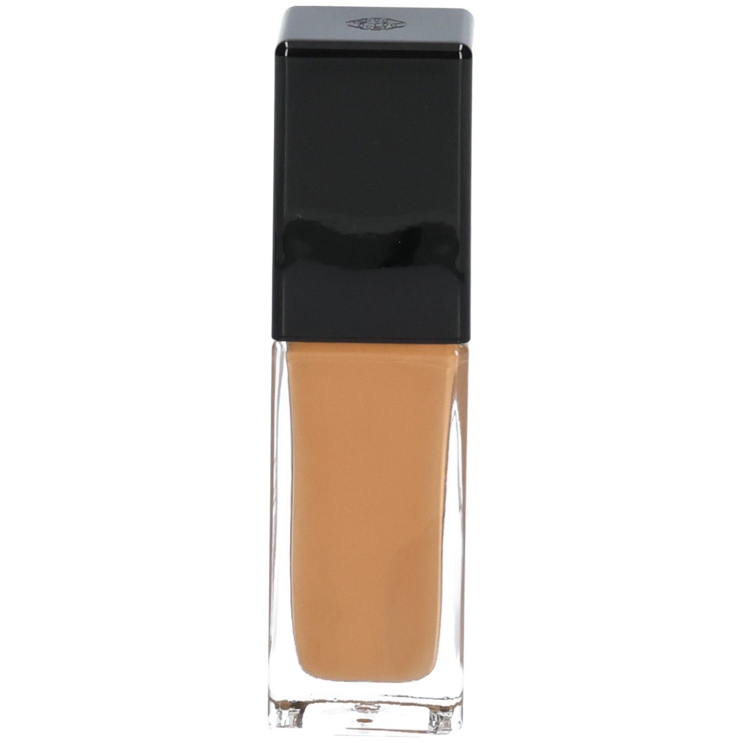 Fond de teint Shiseido Synchro Skin Radiant Lifting, flacon en verre avec bouchon noir, vue de face.