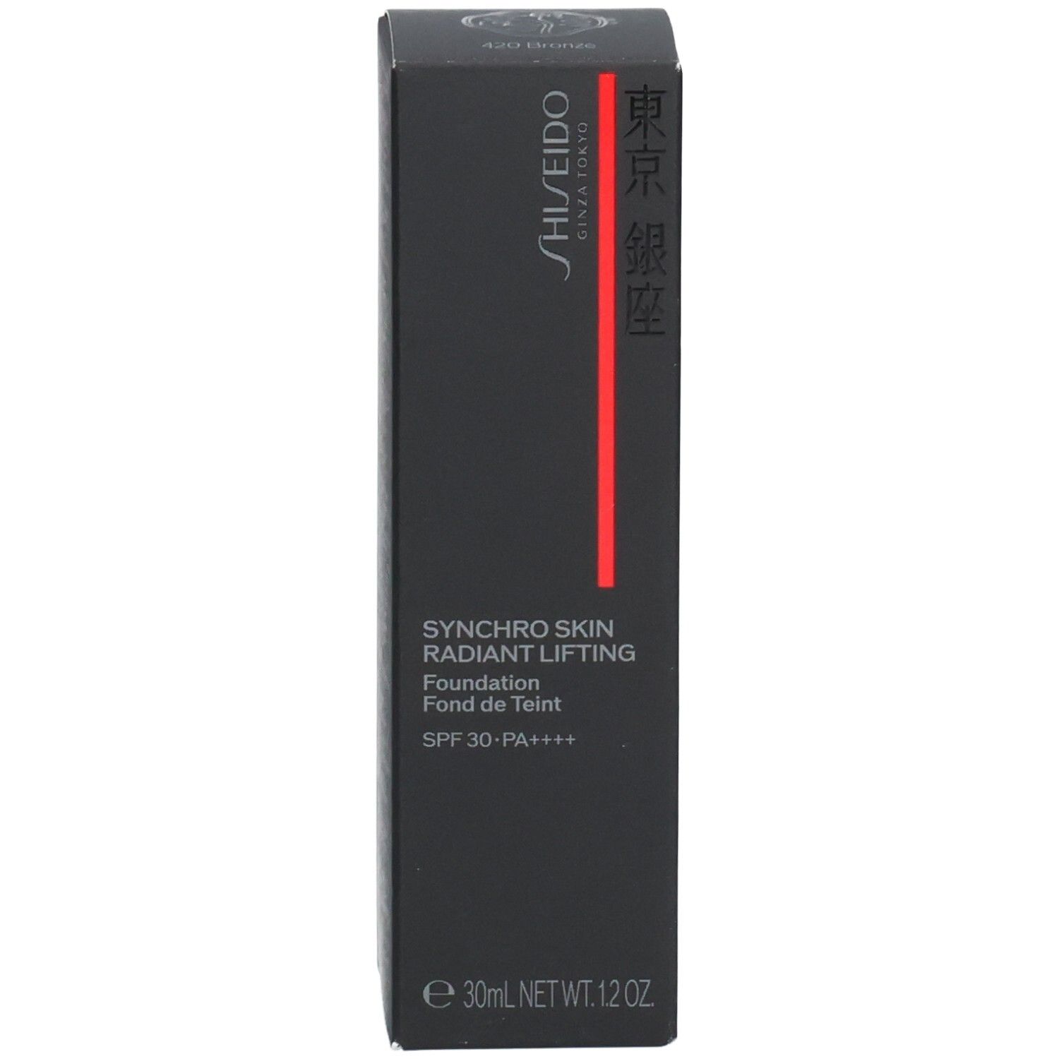Emballage du fond de teint Shiseido Synchro Skin Radiant Lifting, SPF 30-PA++++, 30ml.
