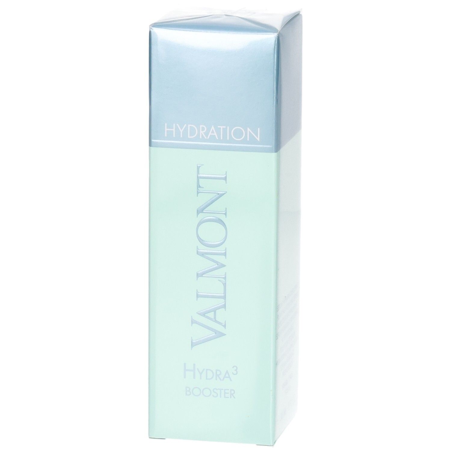 Flacon VALMONT Hydra³ Booster avec inscription HYDRATION.