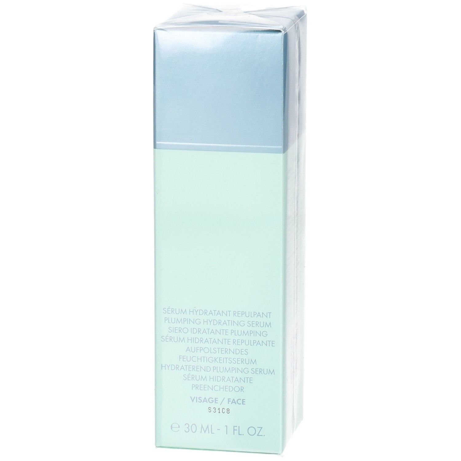 Flacon VALMONT Hydra³ Booster, côté avec description du produit et indication 30 ml.