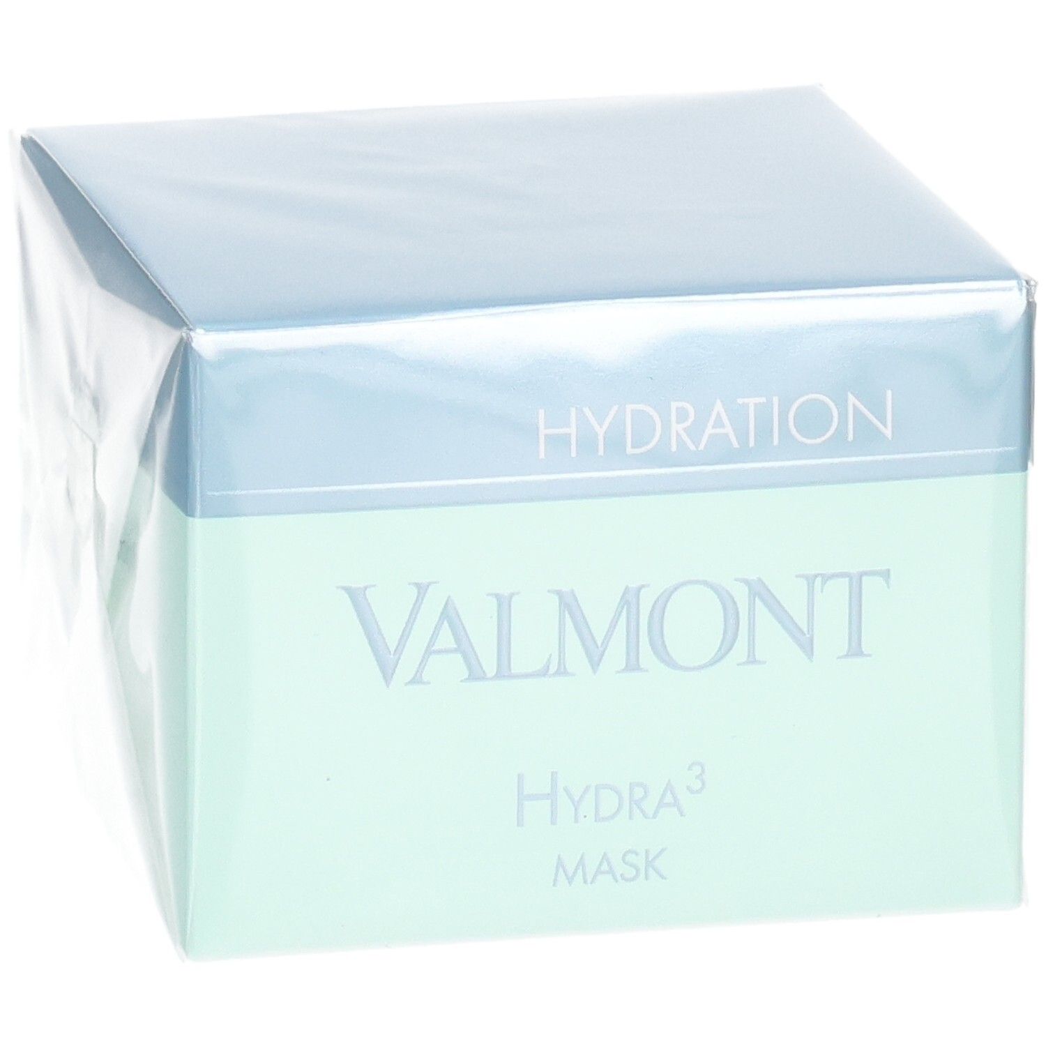 Emballage masque Valmont Hydra³, face avant avec nom du produit.