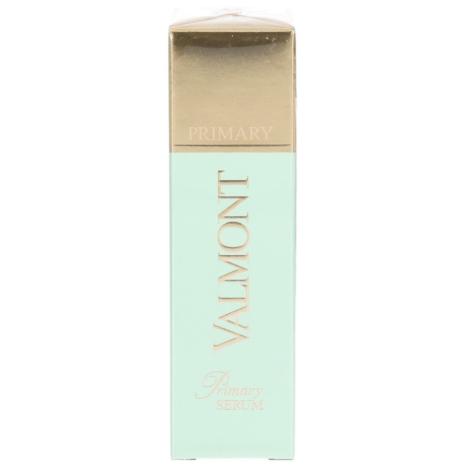 Emballage VALMONT Primary Serum, face avant avec logo et nom du produit.