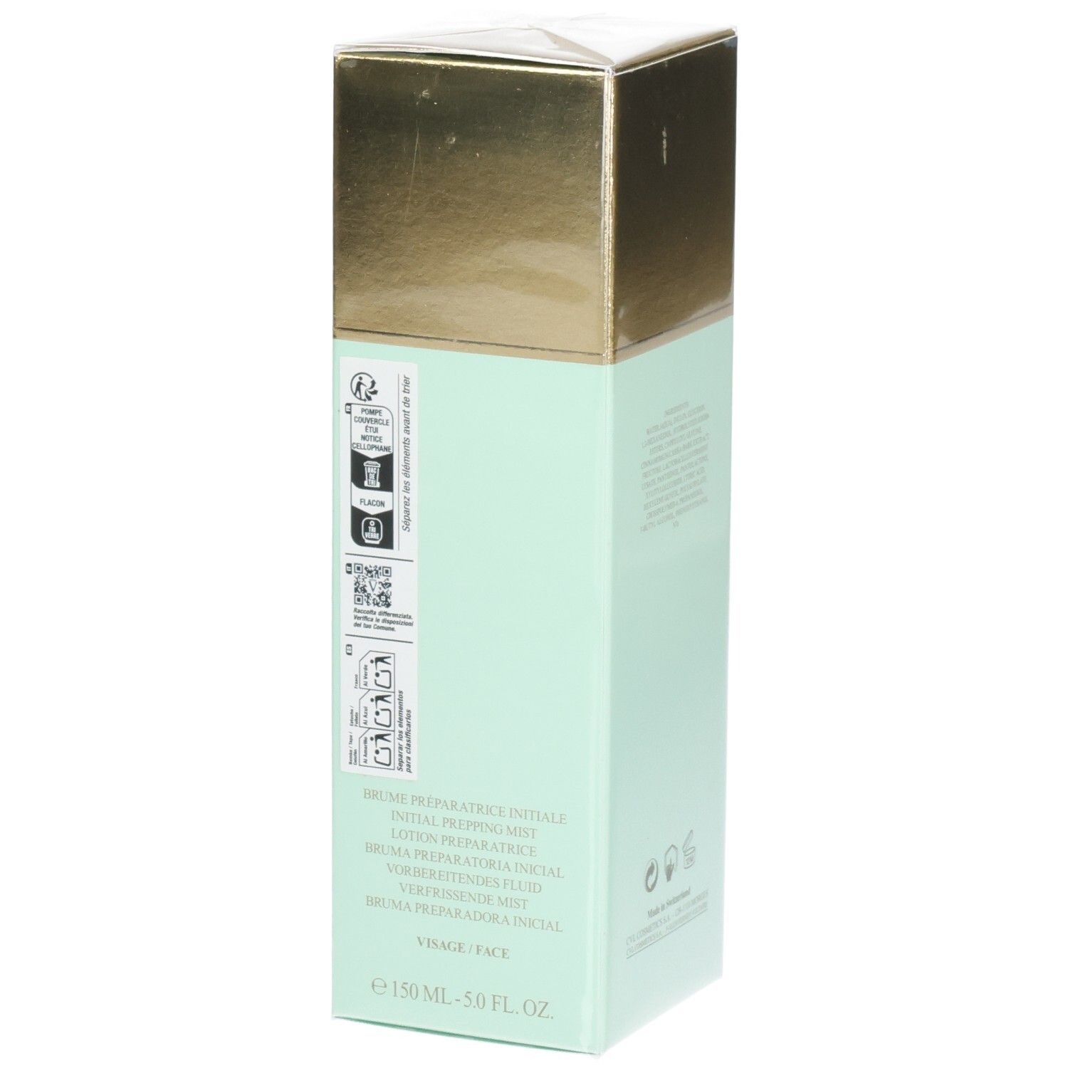 Emballage cosmétique VALMONT Primary Veil, côté avec instructions d'utilisation et volume.