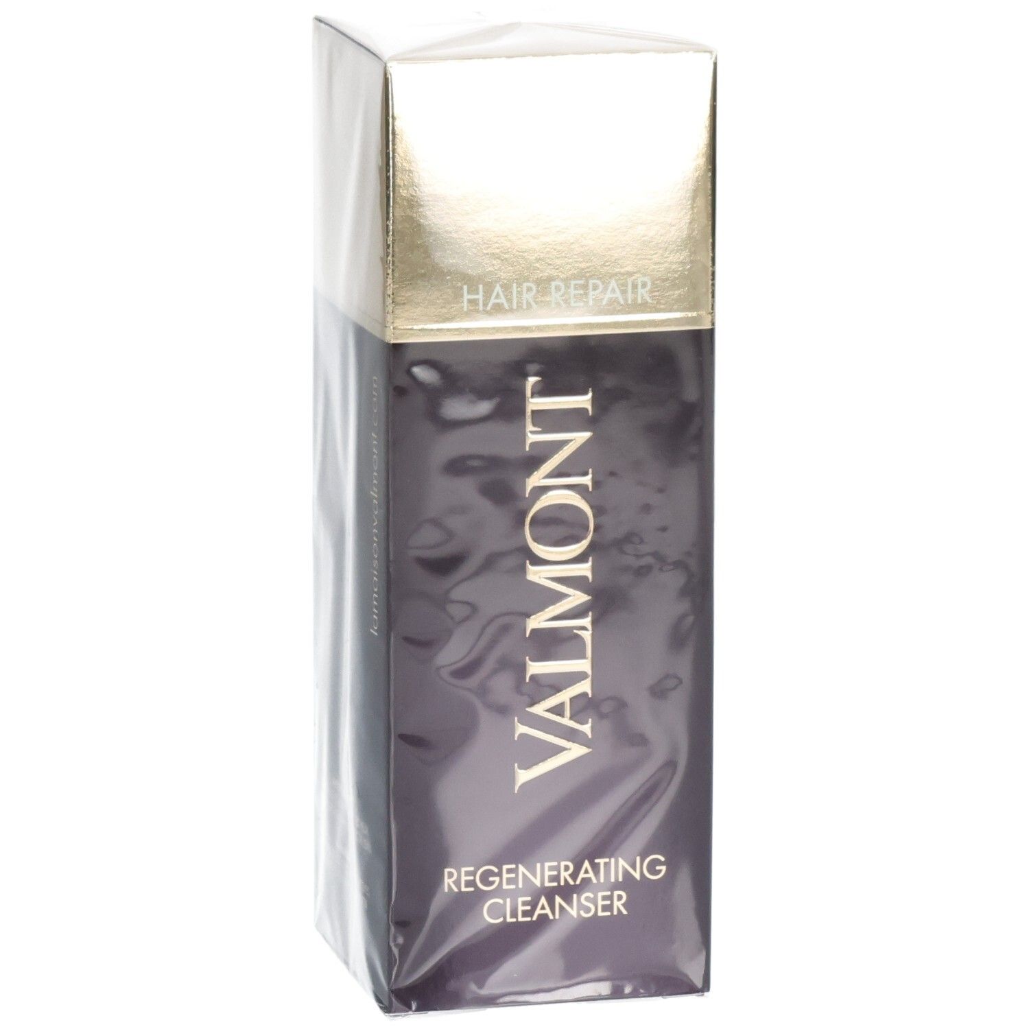 Emballage Valmont Regenerating Cleanser, vu de trois quarts avant avec couvercle doré.