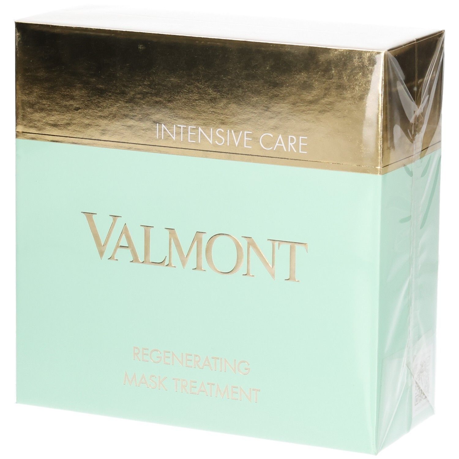 Boîte VALMONT Regenerating Mask Treatment, vert menthe et doré.