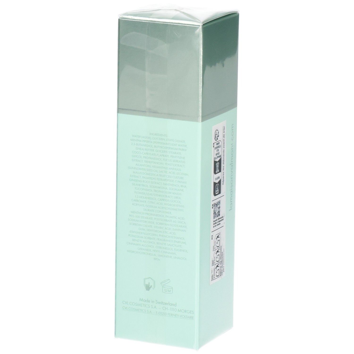 Flacon VALMONT Vital B. Fluid avec informations détaillées et symboles sur l'emballage.