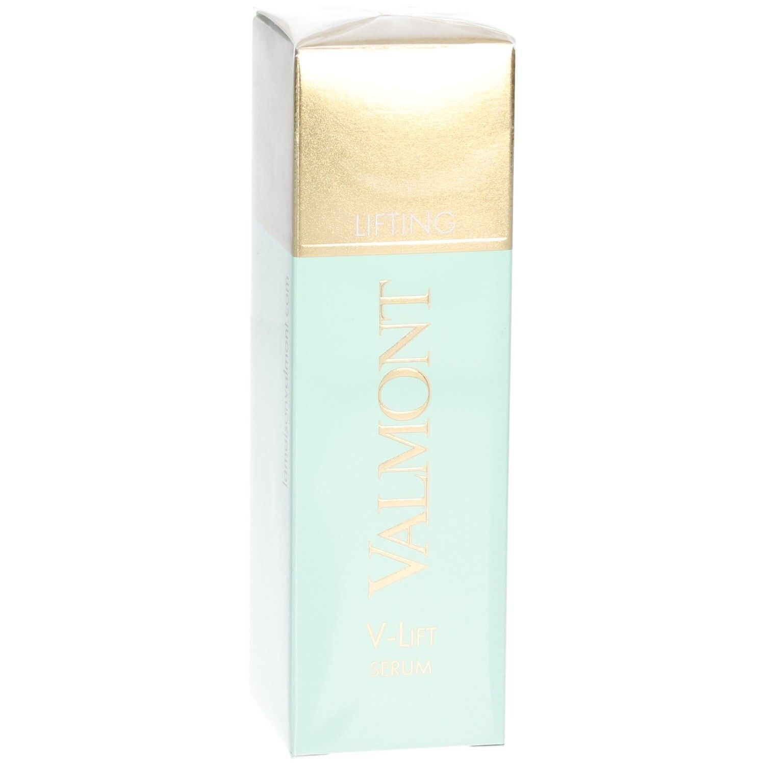 VALMONT V-Lift Serum, sérum anti-rides, emballage vert menthe et doré.