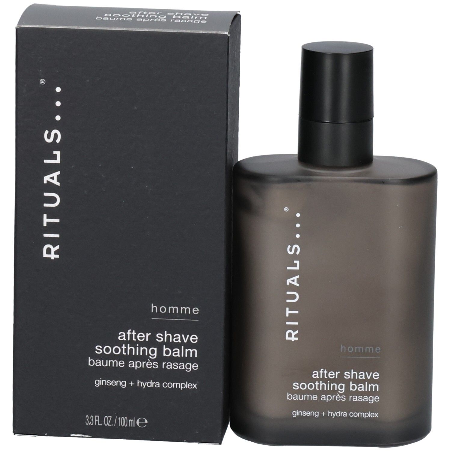 RITUALS Homme Baume après rasage apaisant avec sa boîte.