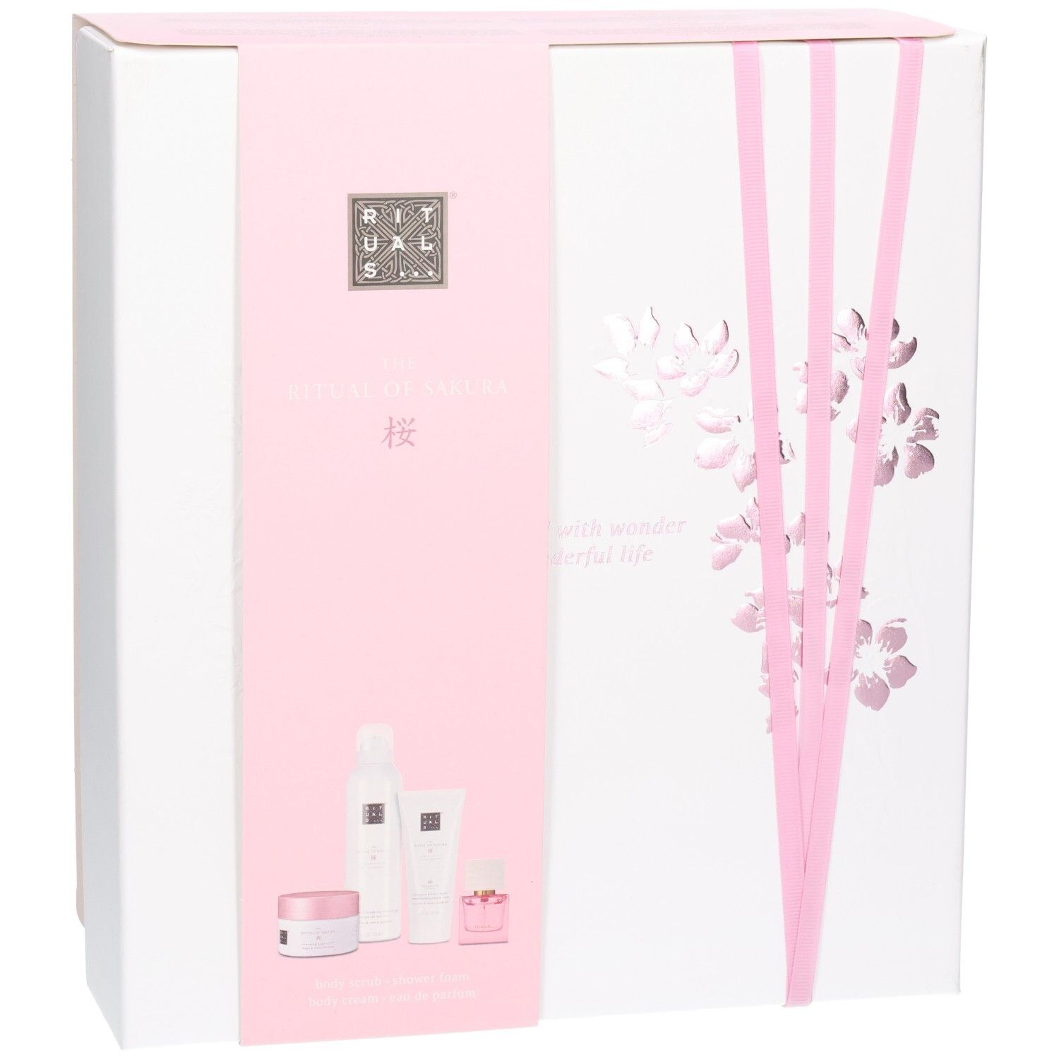 Avant du coffret cadeau RITUALS The Ritual of Sakura avec images produit.