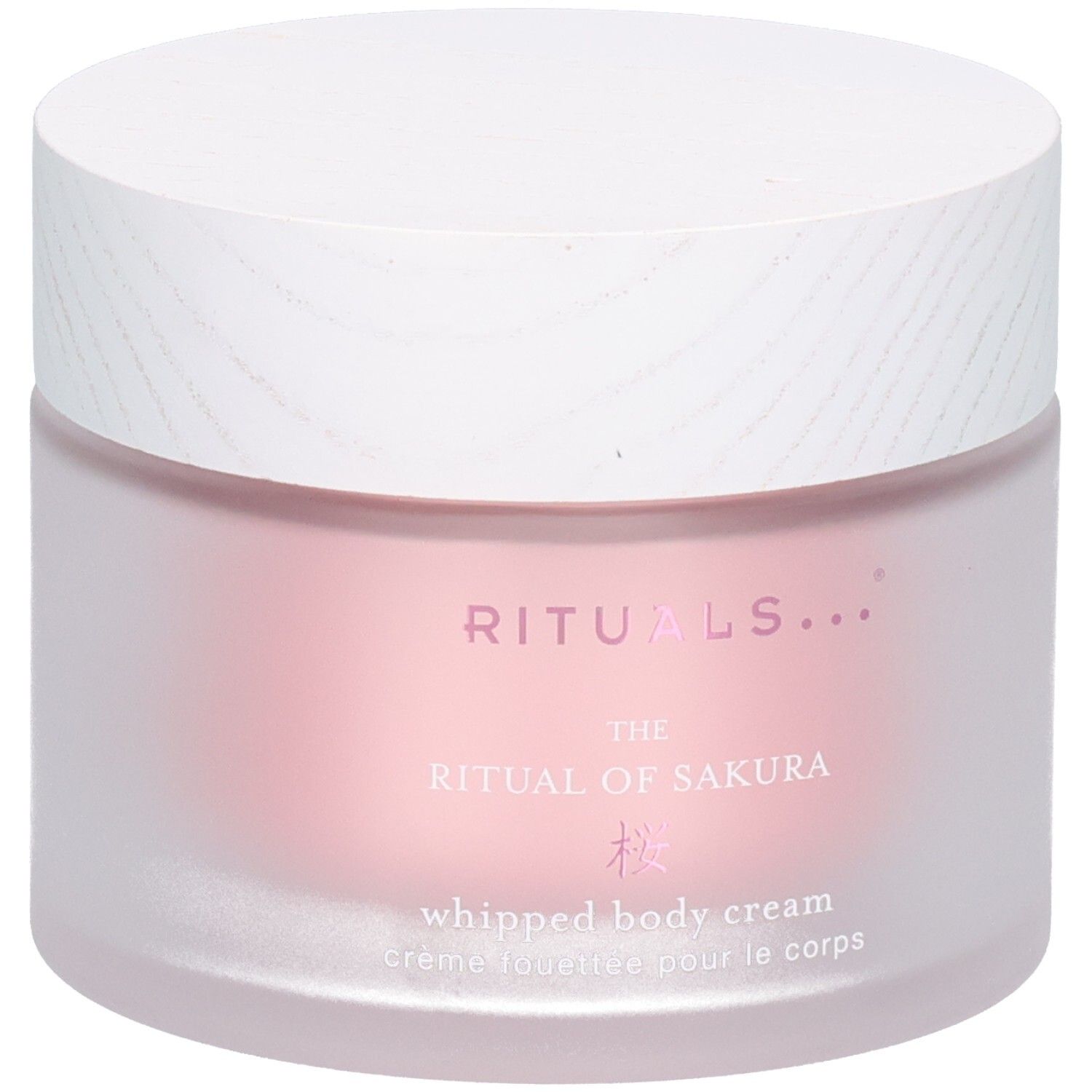 RITUALS The Ritual of Sakura Crème Corps Fouettée dans un pot en verre avec un couvercle blanc.