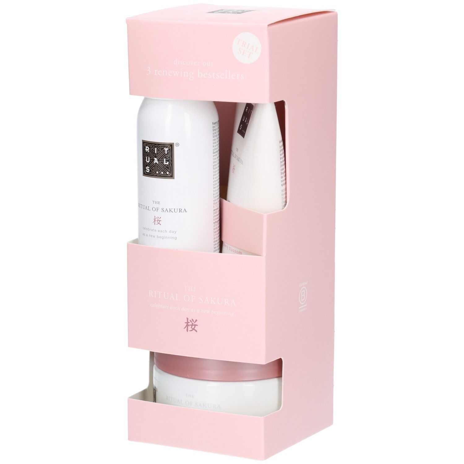 Rituals The Ritual of Sakura Set de trois produits dans un emballage rose.