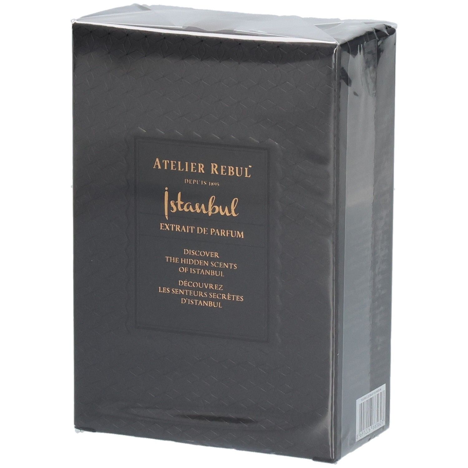 Emballage de l'Atelier Rebul Istanbul Extrait de Parfum, vue de face.