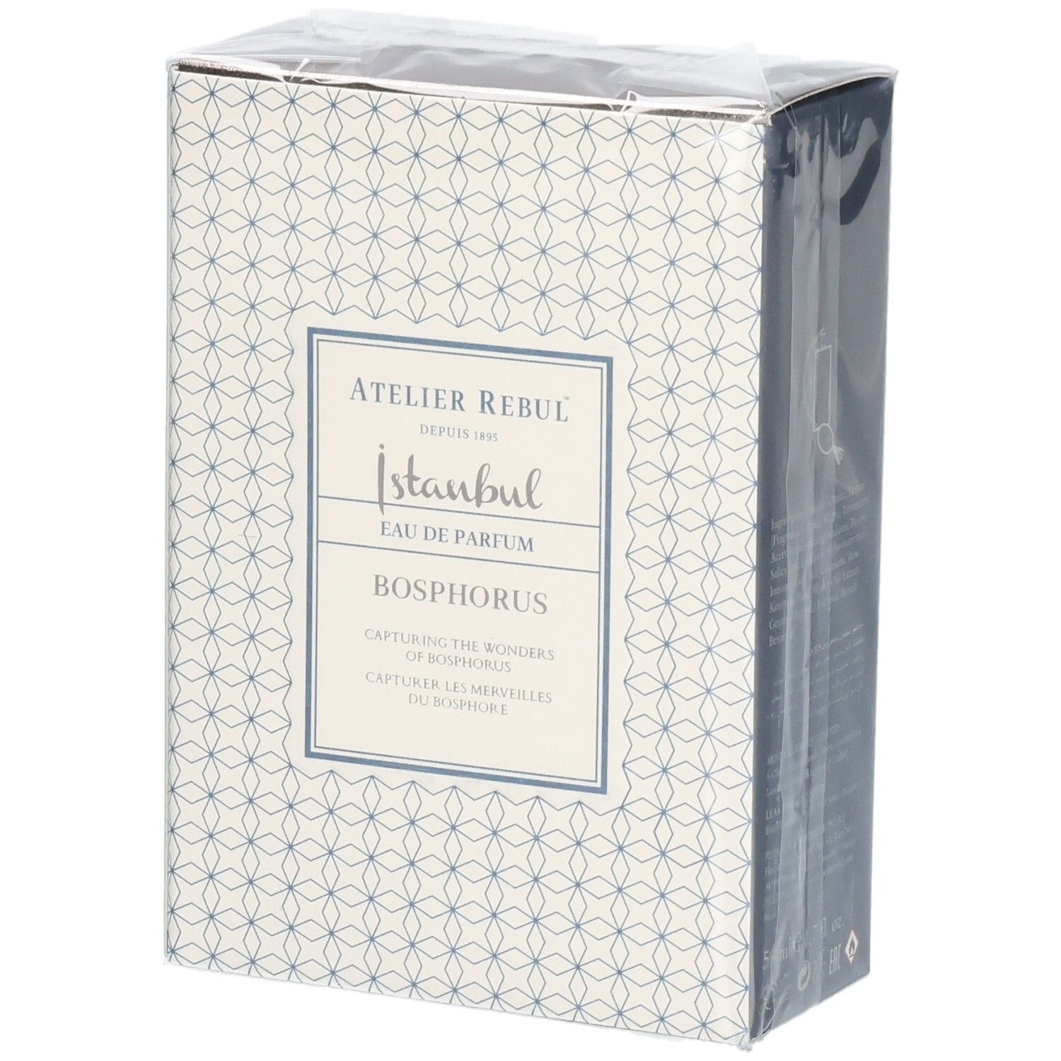 Emballage de l'Eau de Parfum Istanbul Bosphorus d'Atelier Rebul.