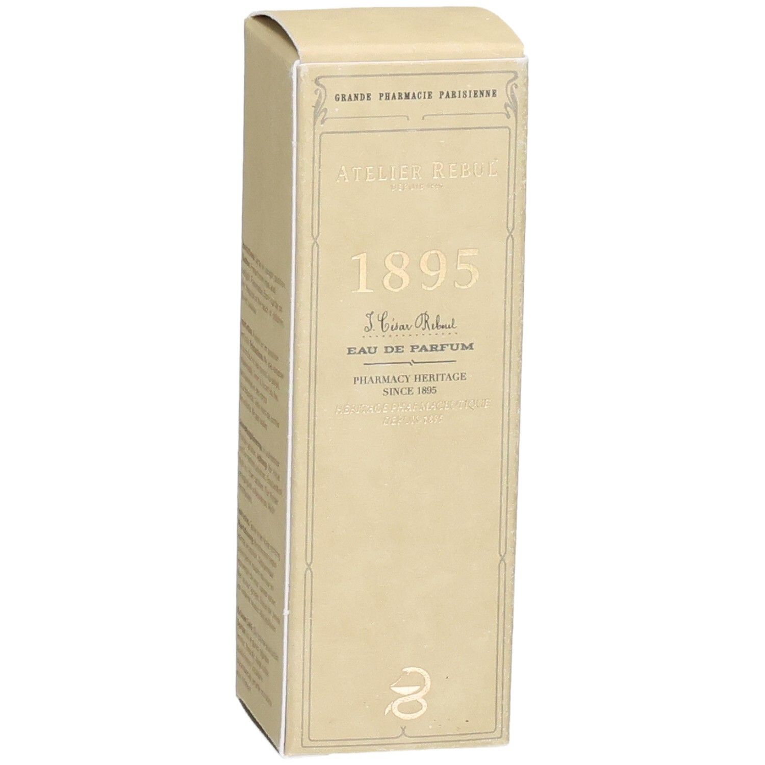 Emballage Atelier Rebul 1895 Eau de Parfum axé sur le design et l'étiquetage.