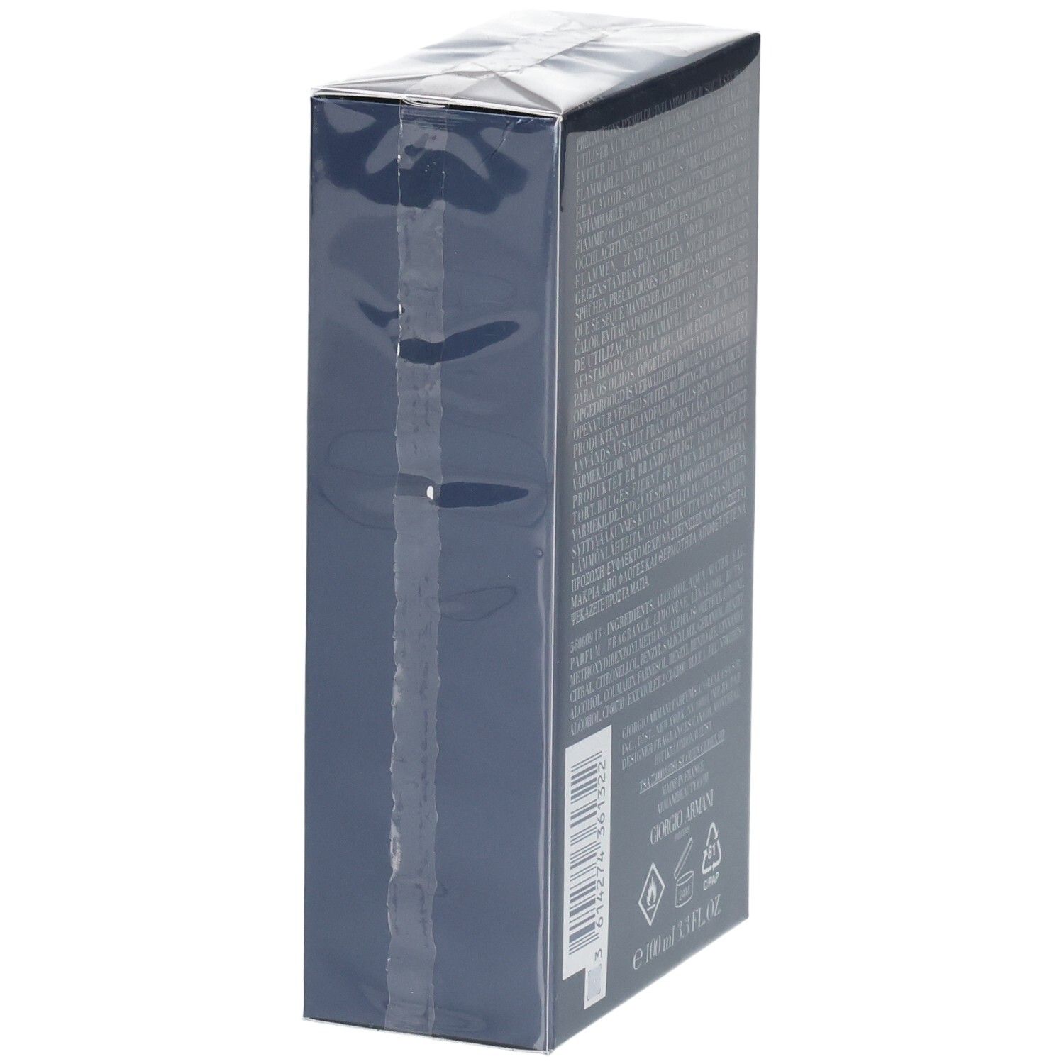 Giorgio Armani Acqua di Gio Profondo Eau de Toilette, 100ml, vue latérale avec texte.
