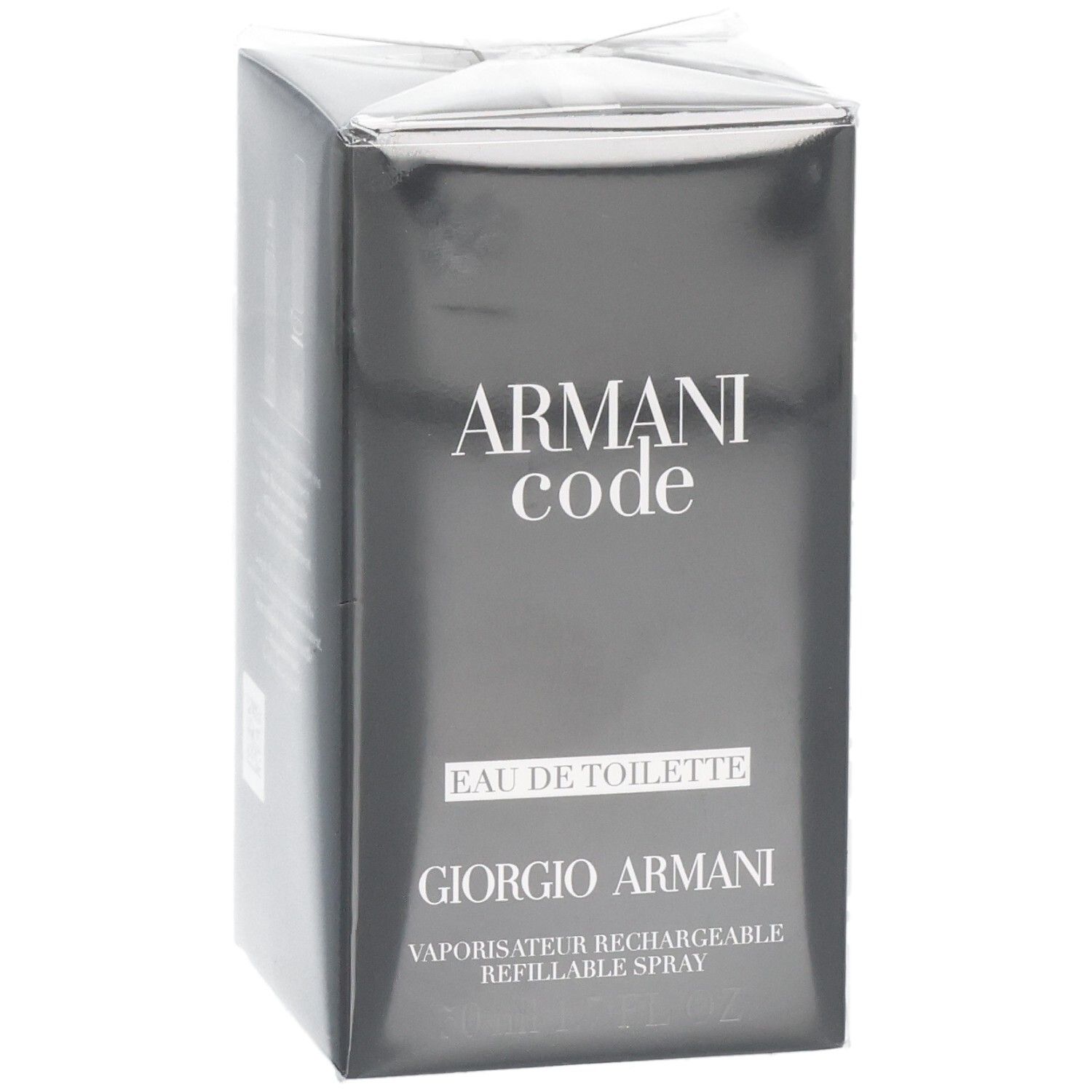 Emballage Armani Code Eau de Toilette, Giorgio Armani, Vaporisateur Rechargeable.