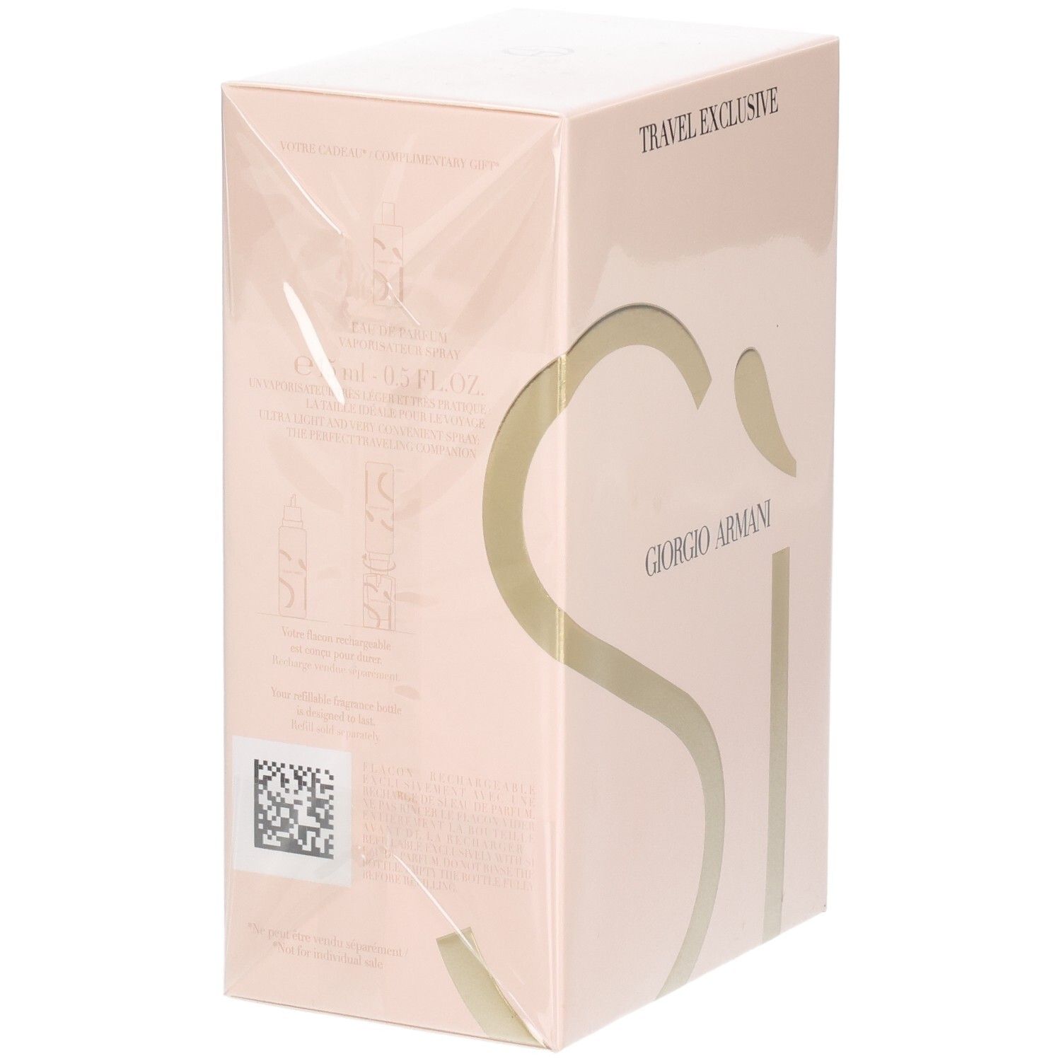Coffret cadeau Giorgio Armani Sì Eau de Parfum Travel Set, dos avec détails.