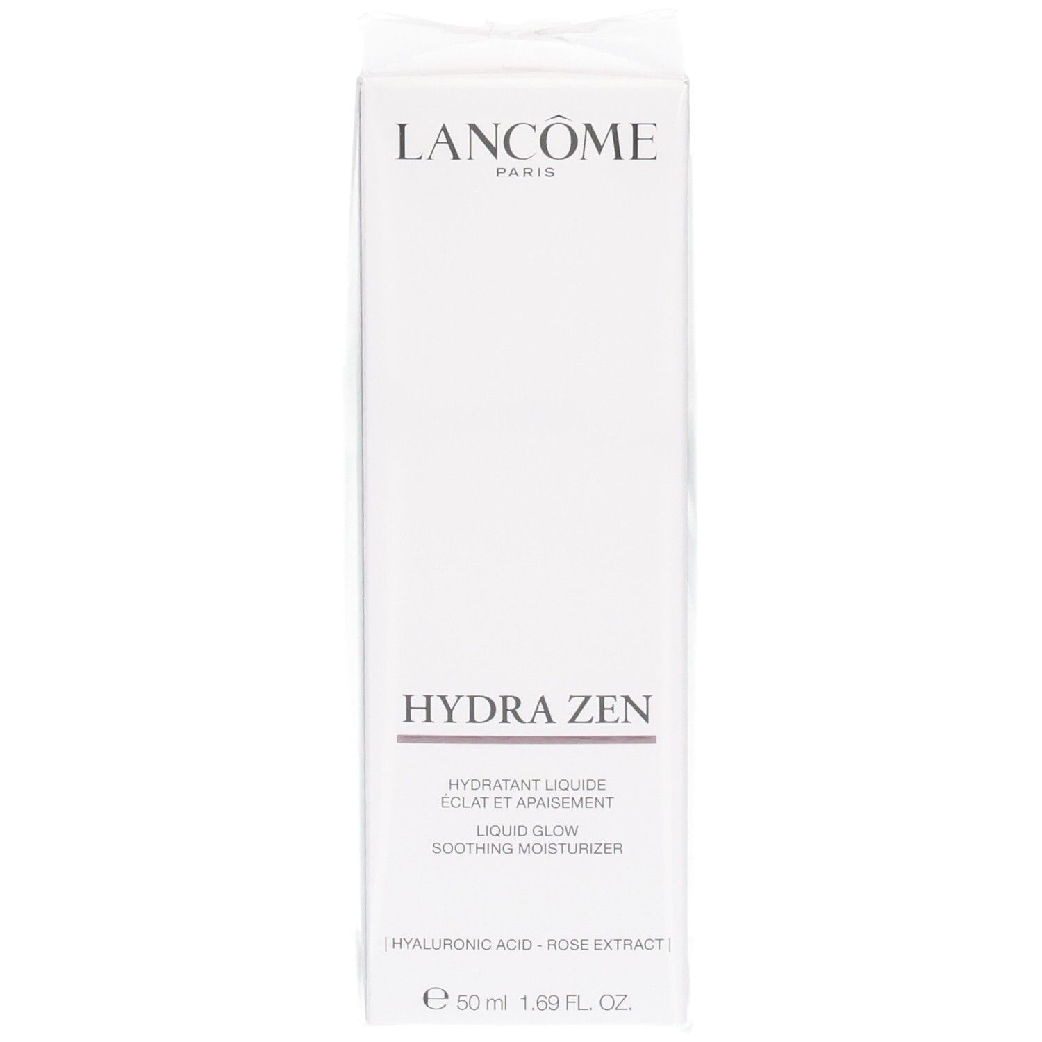 Fluide hydratant Lancôme Hydra Zen, face avant de l'emballage blanc.