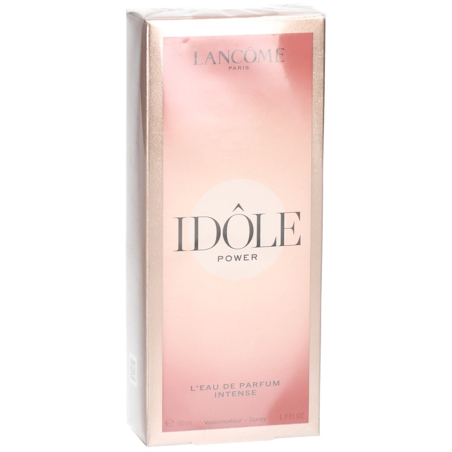 Boîte de parfum Lancôme Idôle Power Eau de Parfum Intense, rose doré.