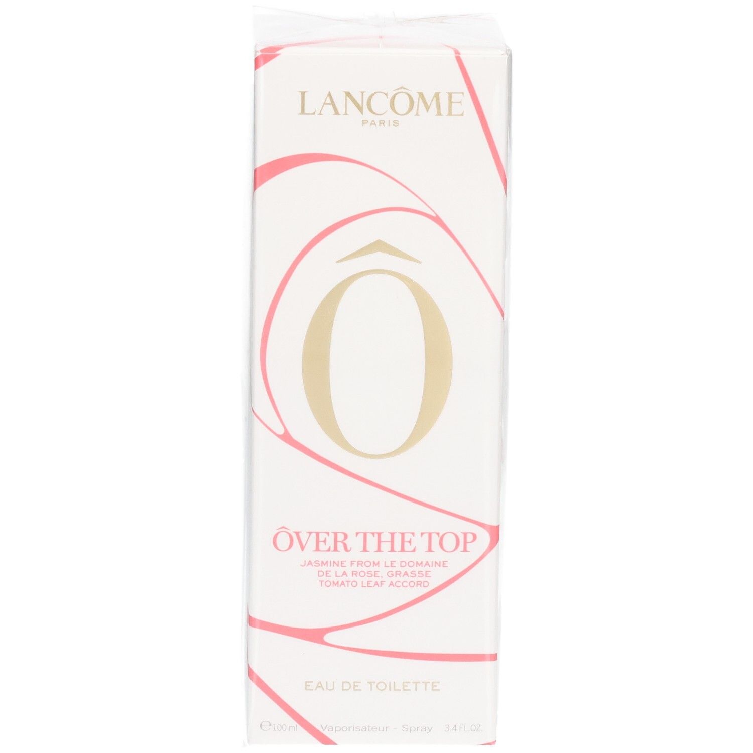 Emballage Lancôme Ôver the Top Eau de Toilette, face avant avec grand 'Ô'.