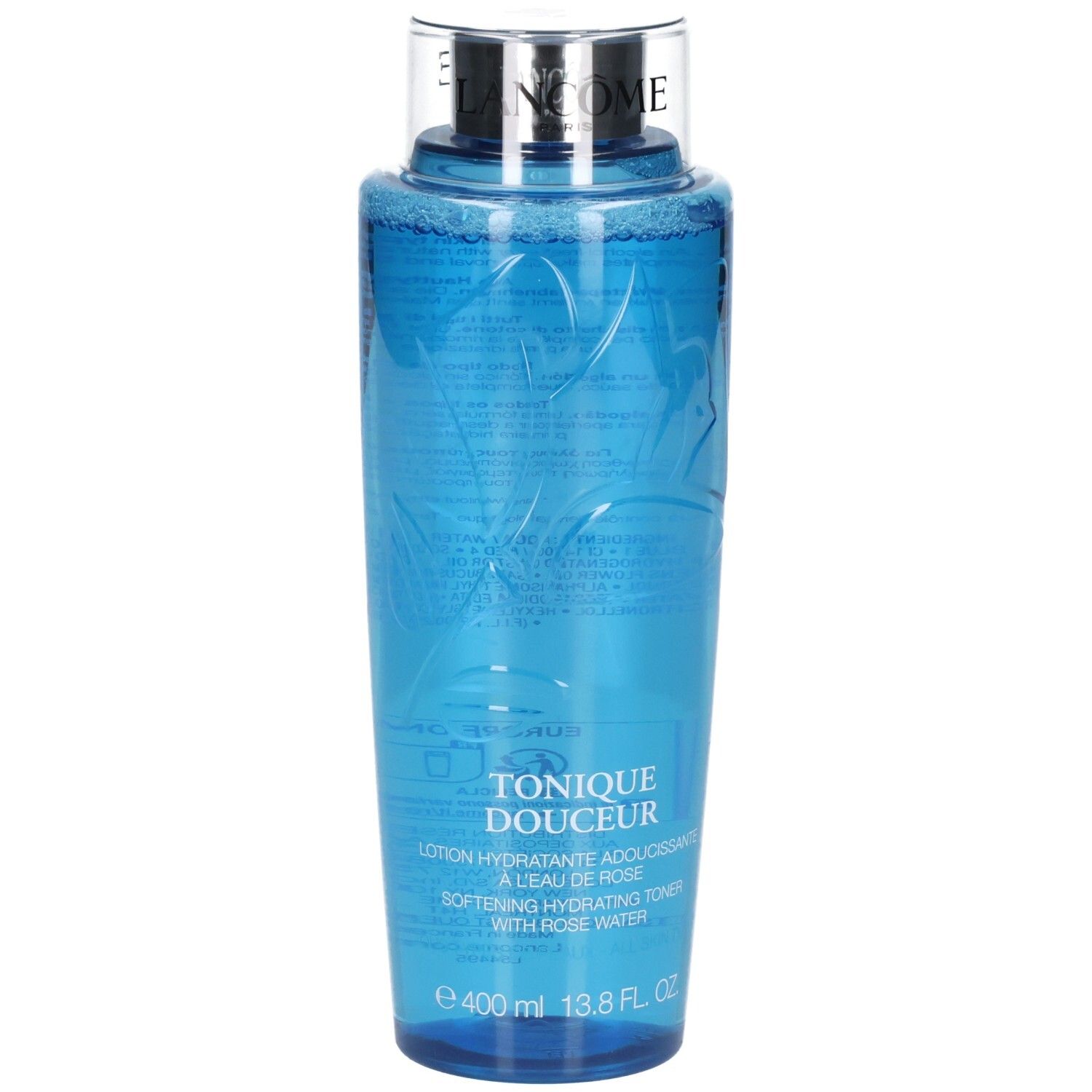 Lancôme Tonique Douceur, 400ml, lotion hydratante adoucissante à l'eau de rose.