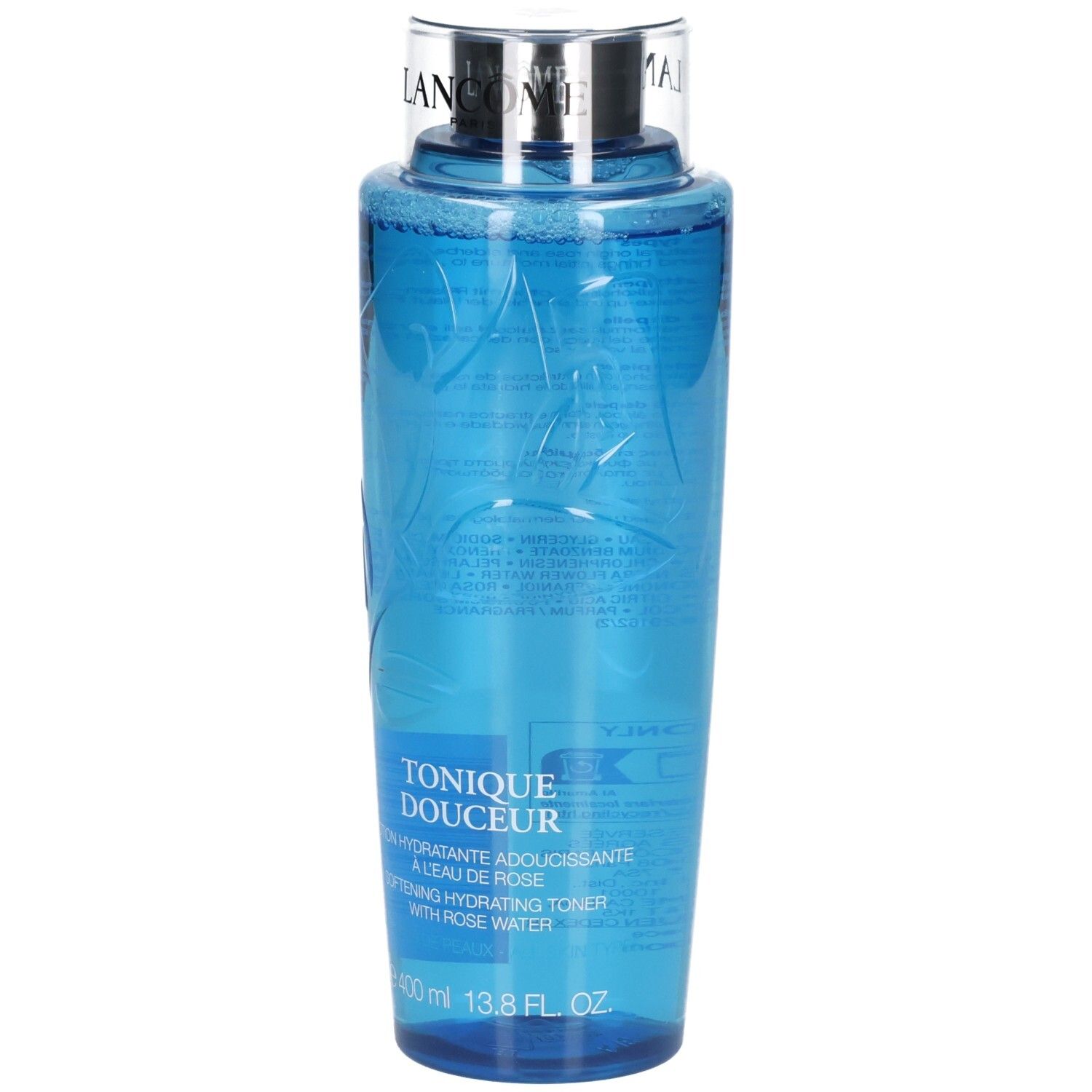 Lancôme Tonique Douceur, 400ml, lotion hydratante adoucissante à l'eau de rose, vue de face.