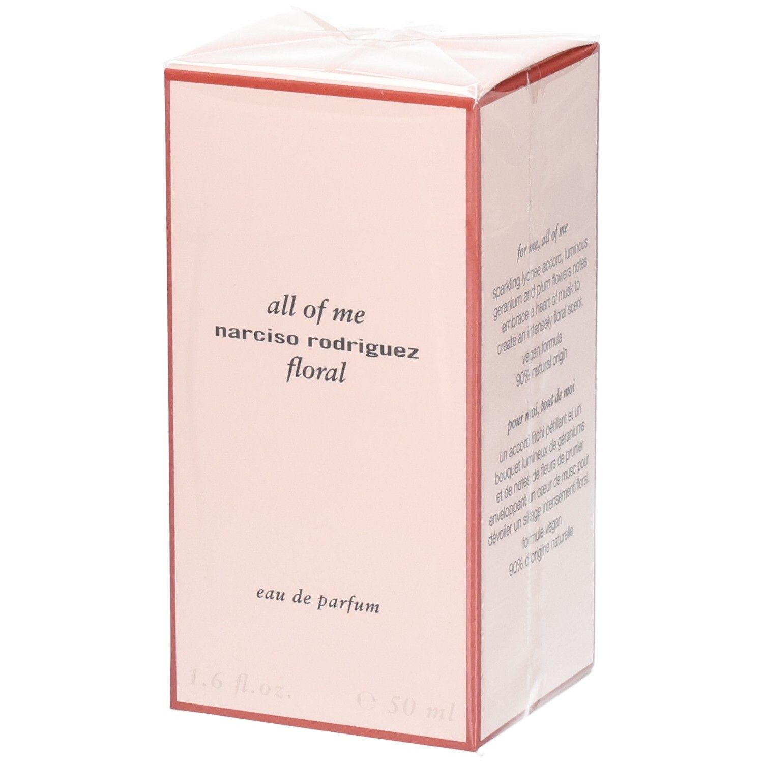 Emballage du parfum Narciso Rodriguez All of Me Eau de Parfum Florale, 50 ml.