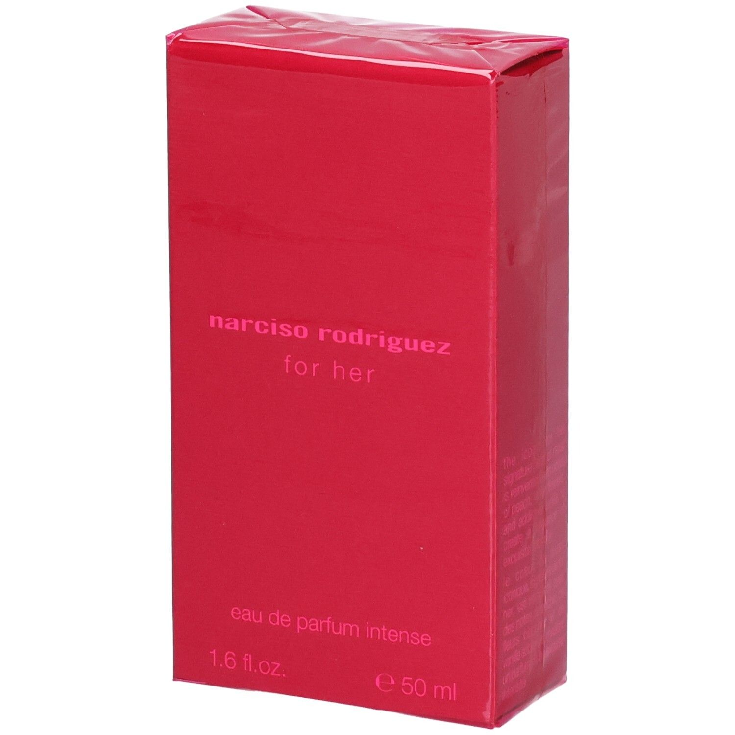 Boîte rouge Narciso Rodriguez For Her Eau de Parfum Intense, 50 ml.