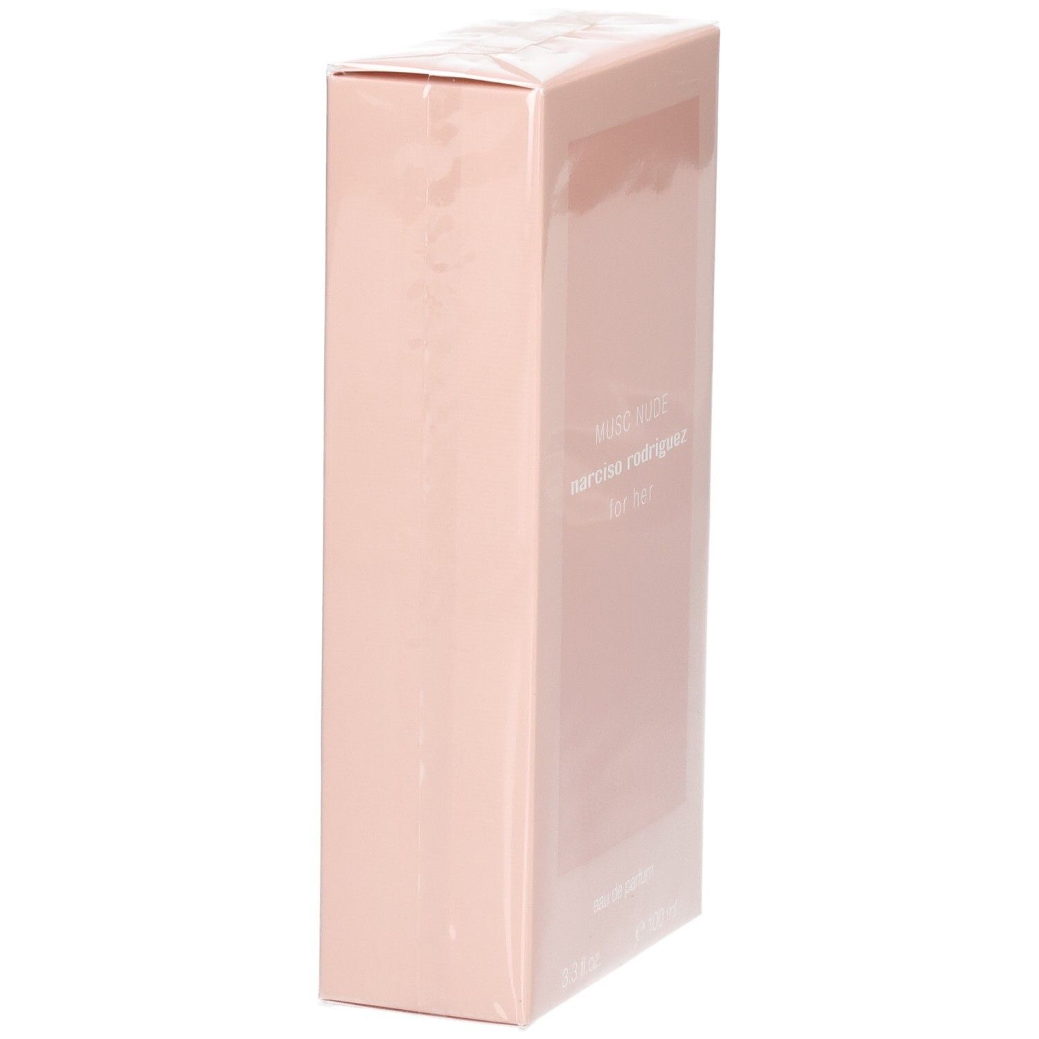 Emballage rose avec texte en écriture blanche.