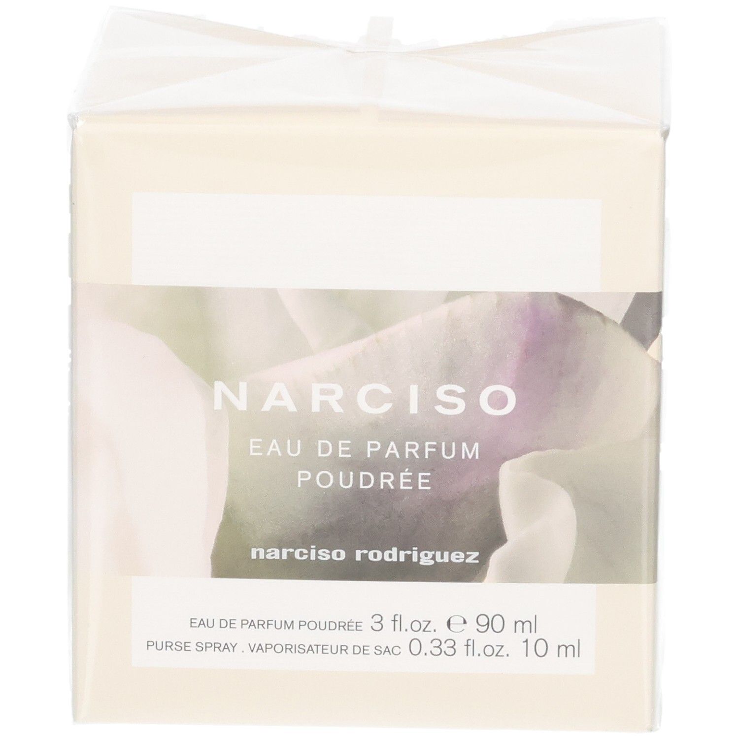 Boîte pour Narciso Eau de Parfum Poudrée, 90 ml et 10 ml.