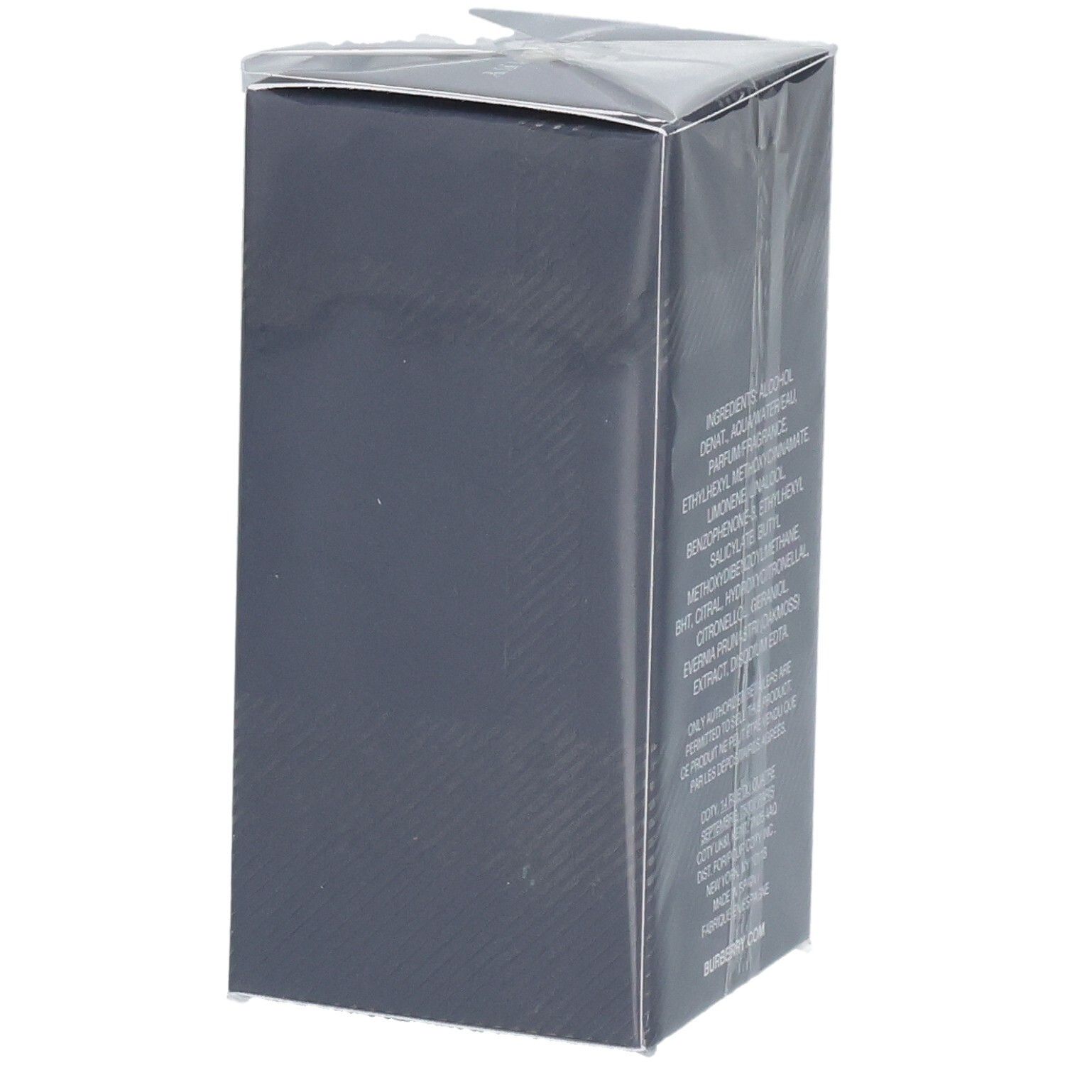 Arrière de l'emballage du Burberry Weekend Eau de Toilette pour homme avec ingrédients.