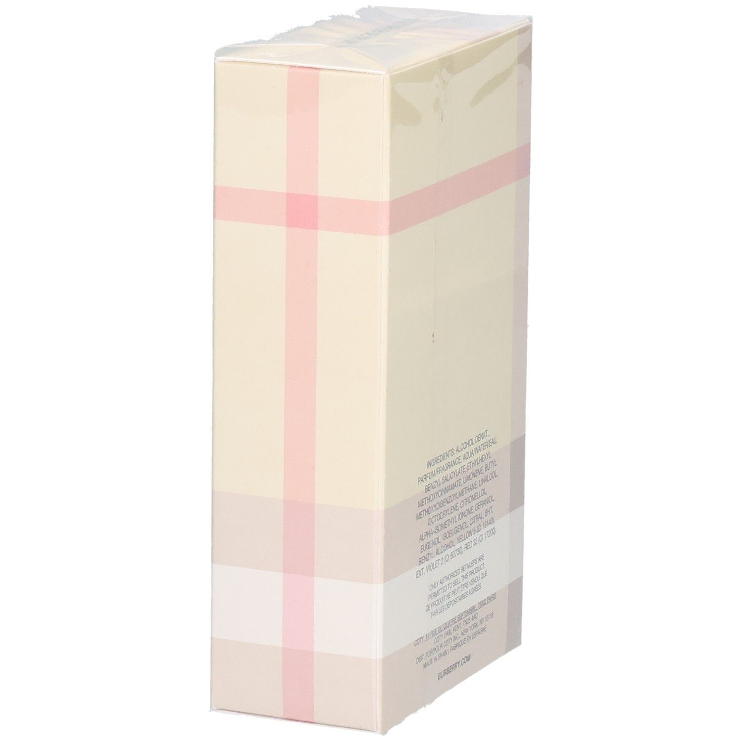 Emballage de Burberry London Eau de Parfum pour femme, vue de côté.