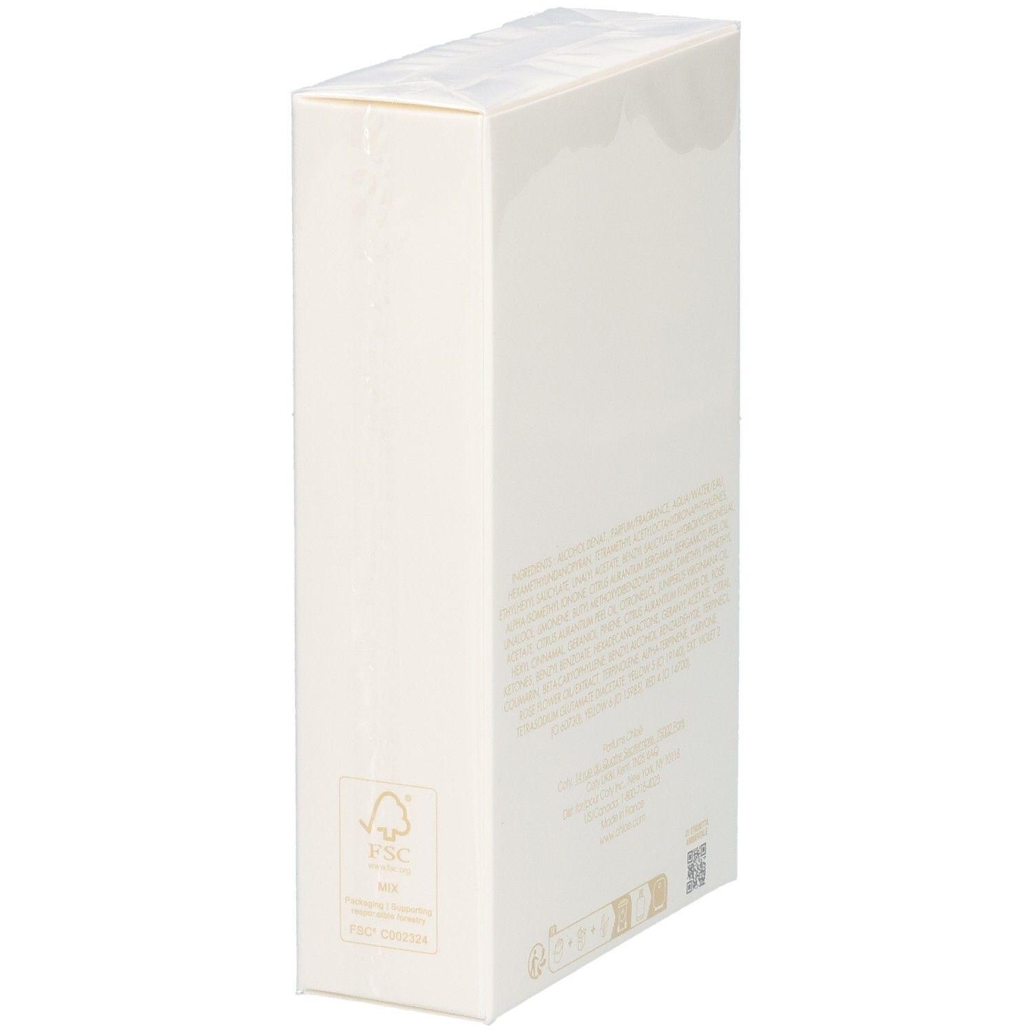 Côté de l'emballage carton Chloé Love Story Eau de Parfum avec logo FSC.