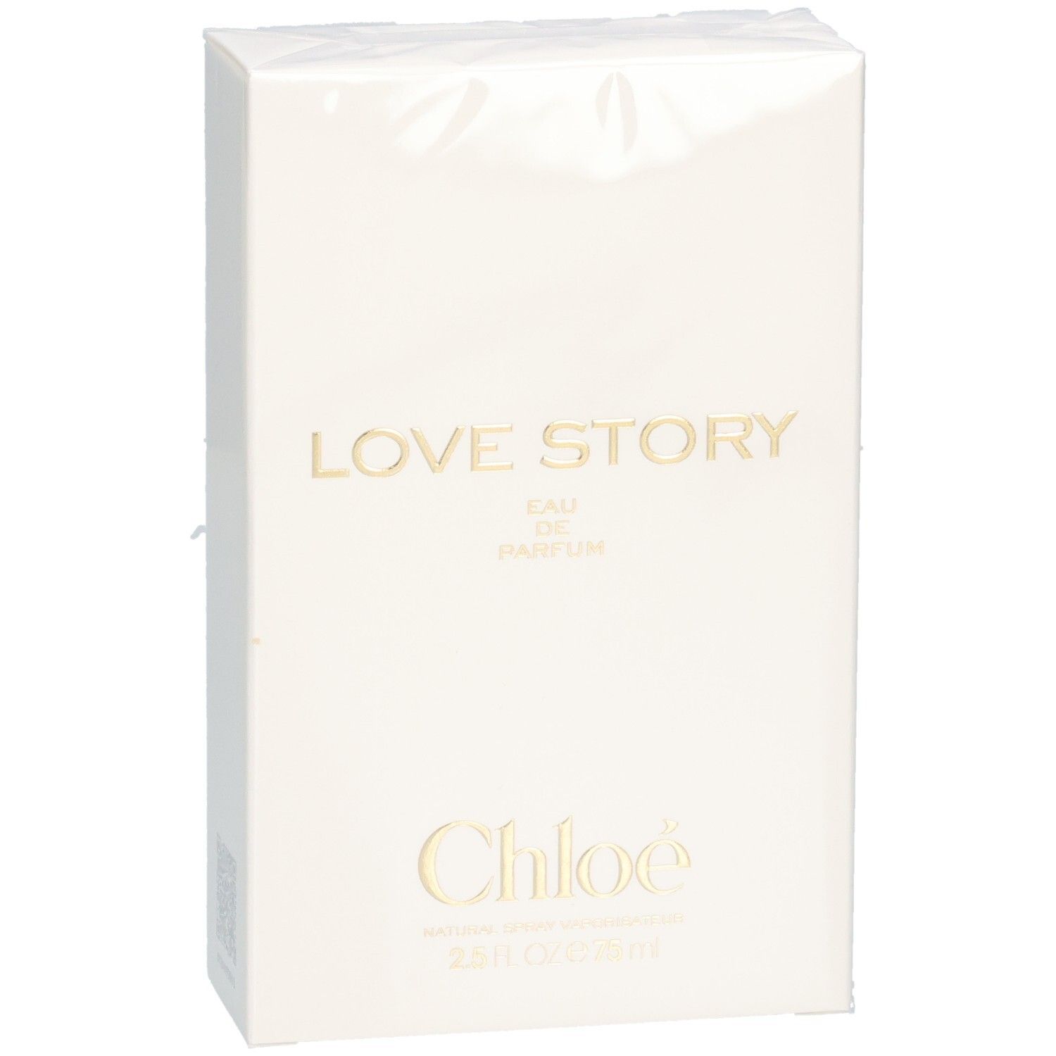 Emballage carton Chloé Love Story Eau de Parfum, de face en biais.