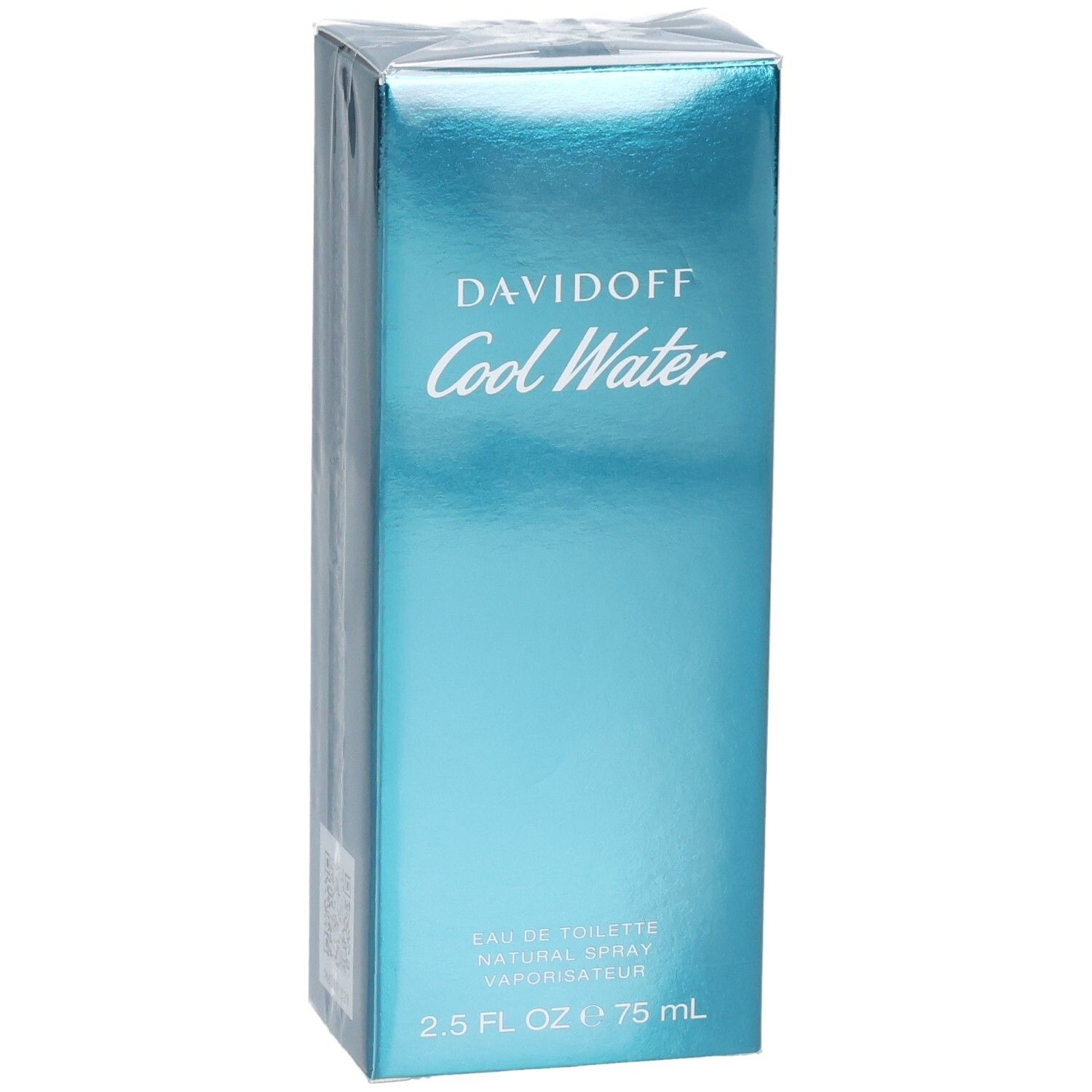 Emballage Davidoff Cool Water Eau de Toilette, en biais par l'avant.