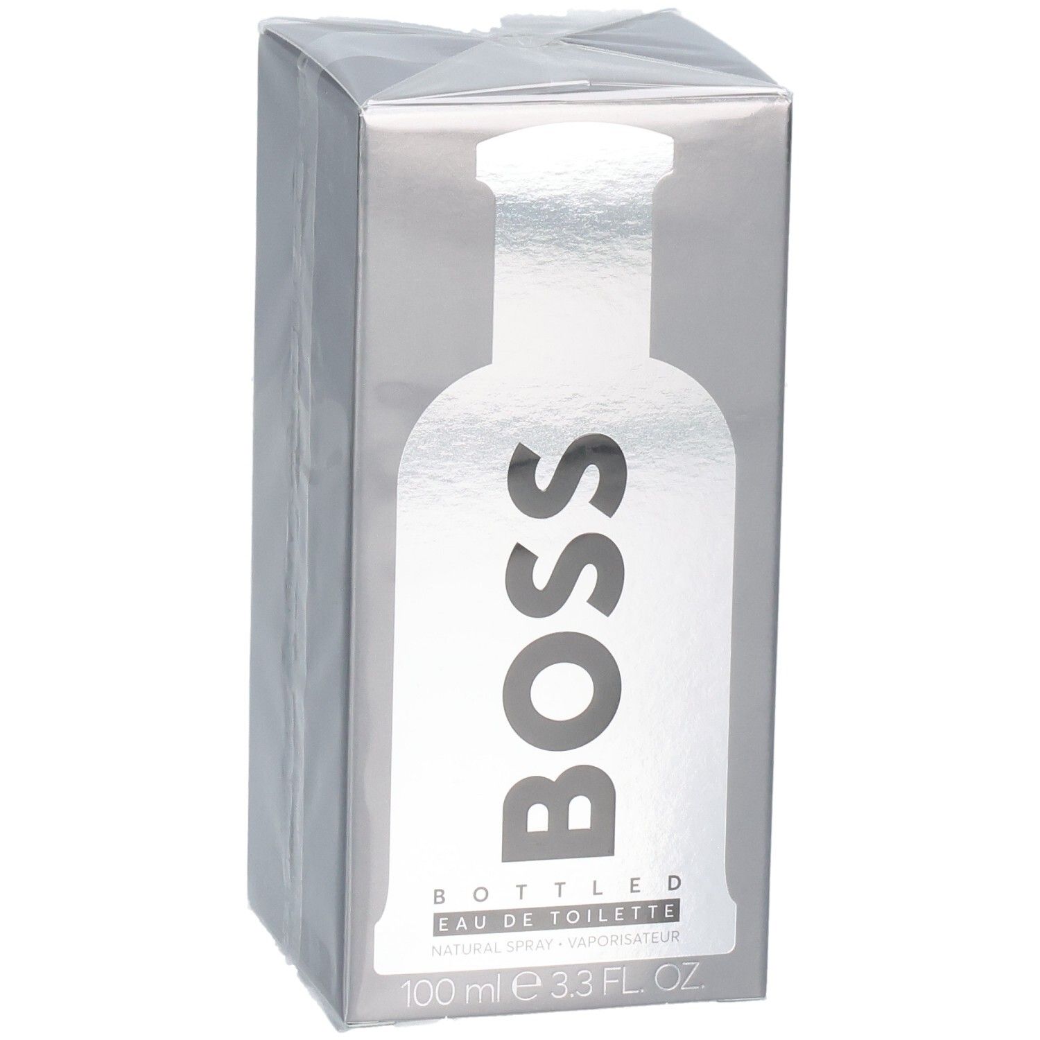 Avant de l'emballage de BOSS Bottled Eau de Toilette, 100 ml.
