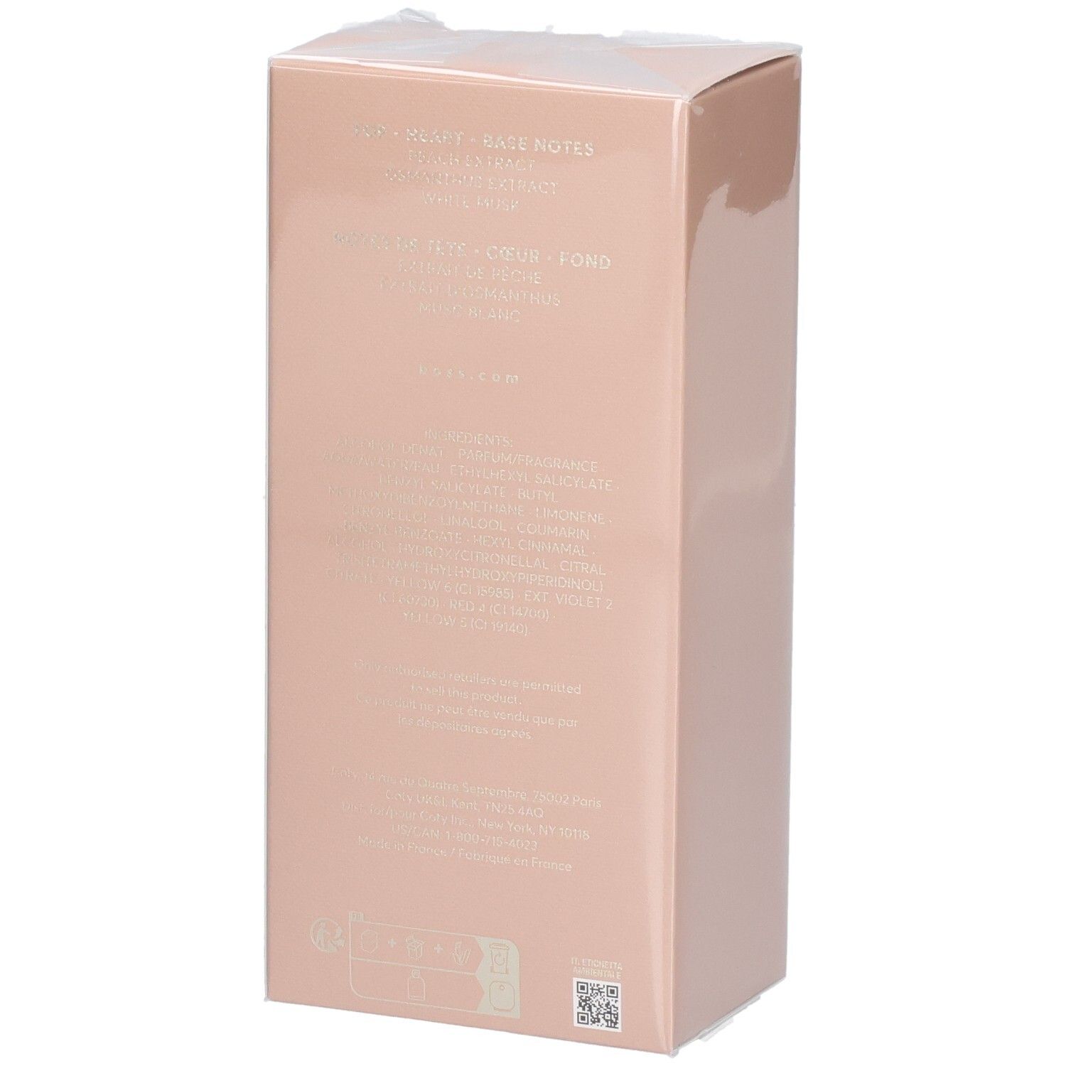 Arrière de l'emballage de Hugo Boss The Scent Eau de Parfum, 100ml.