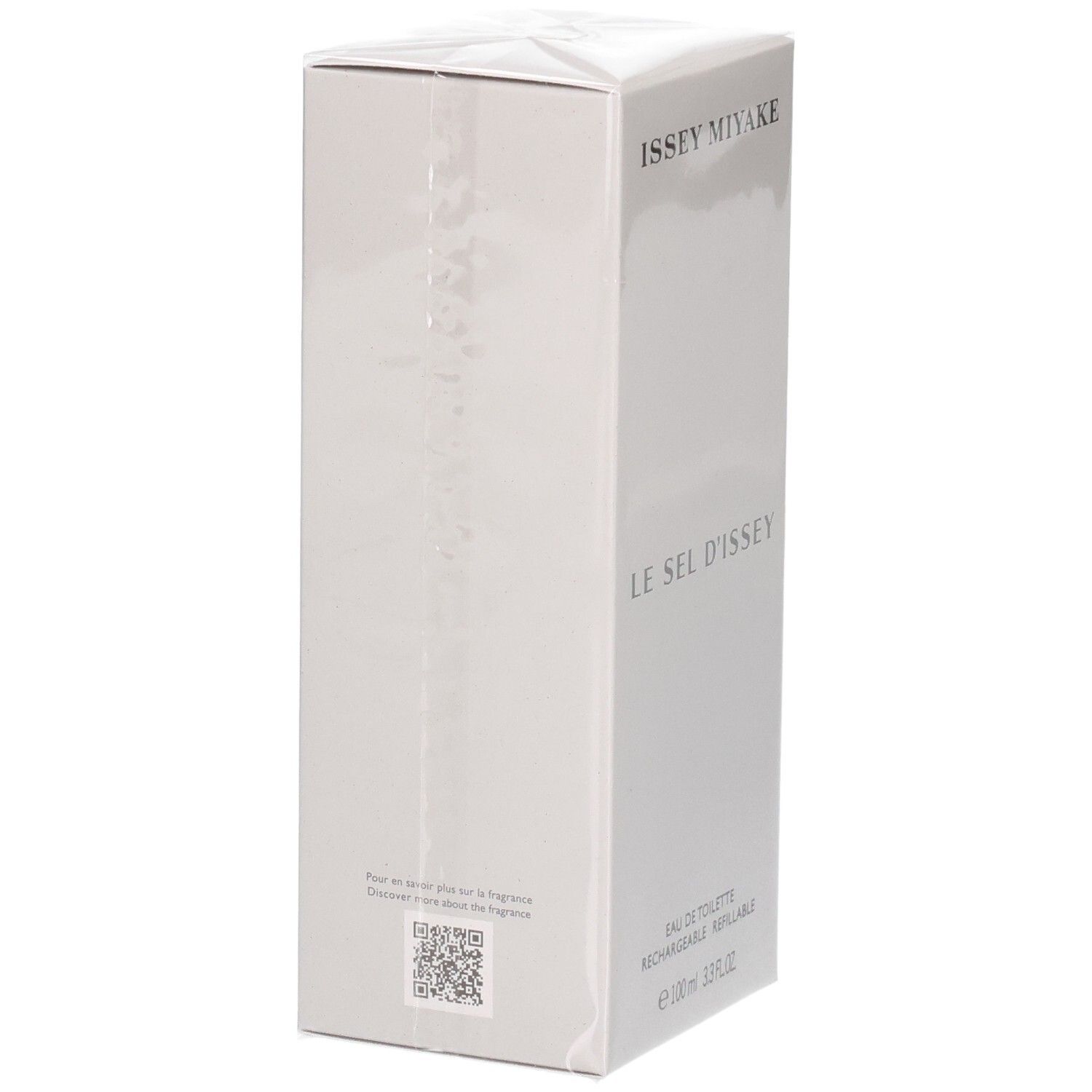 Boîte Issey Miyake Le Sel d'Issey Eau de Toilette avec QR-code.