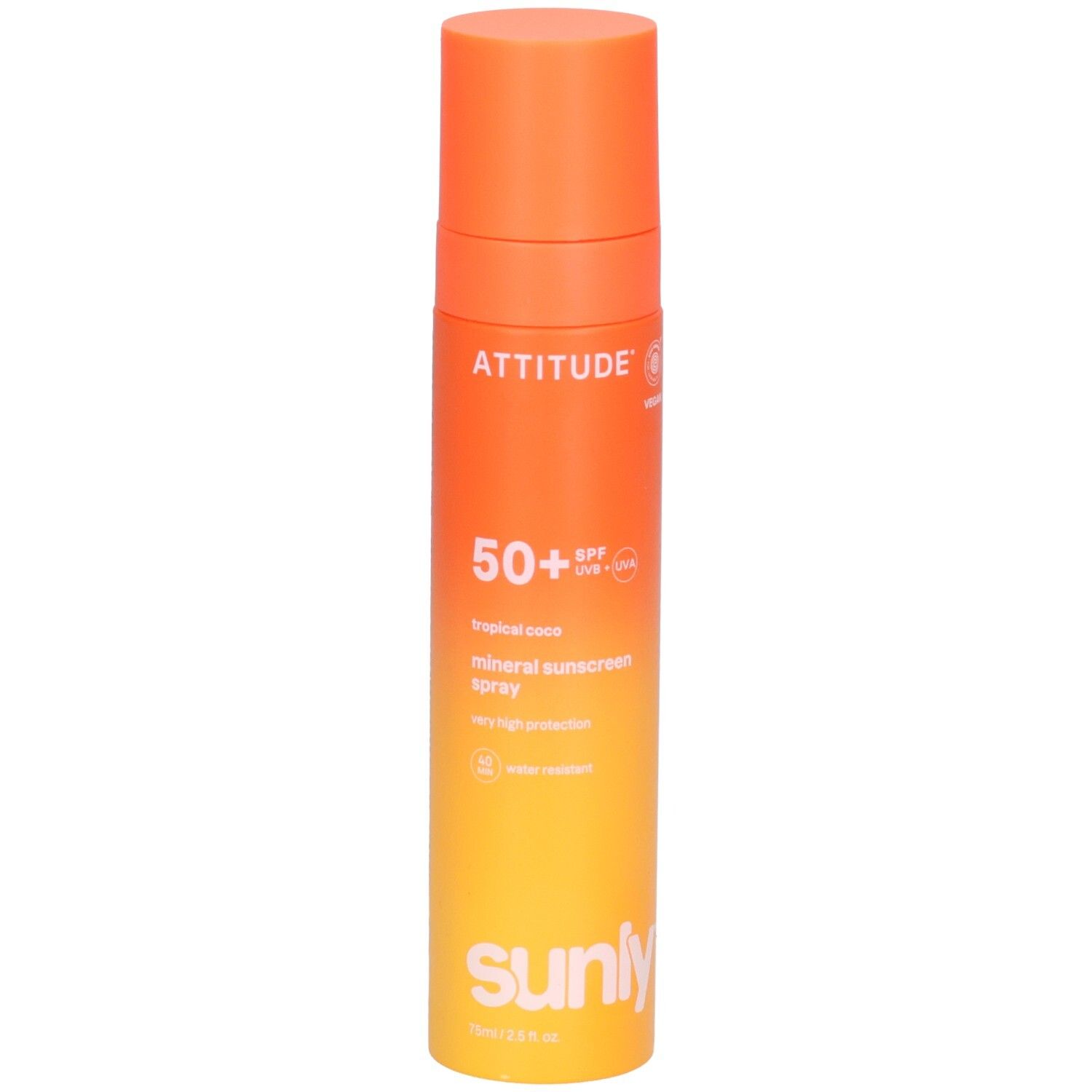 ATTITUDE Spray écran solaire minéral, FPS 50+, Coco Tropical, 75ml.